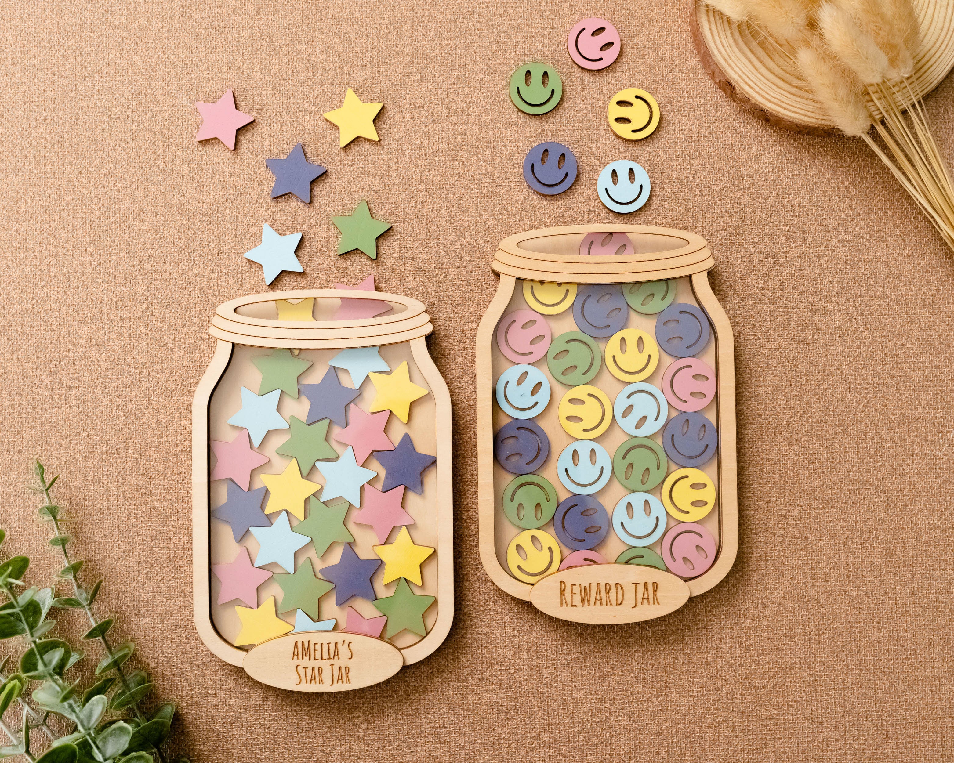 Wooden Reward Jar For Encouraging Positive Behavior In Kids
