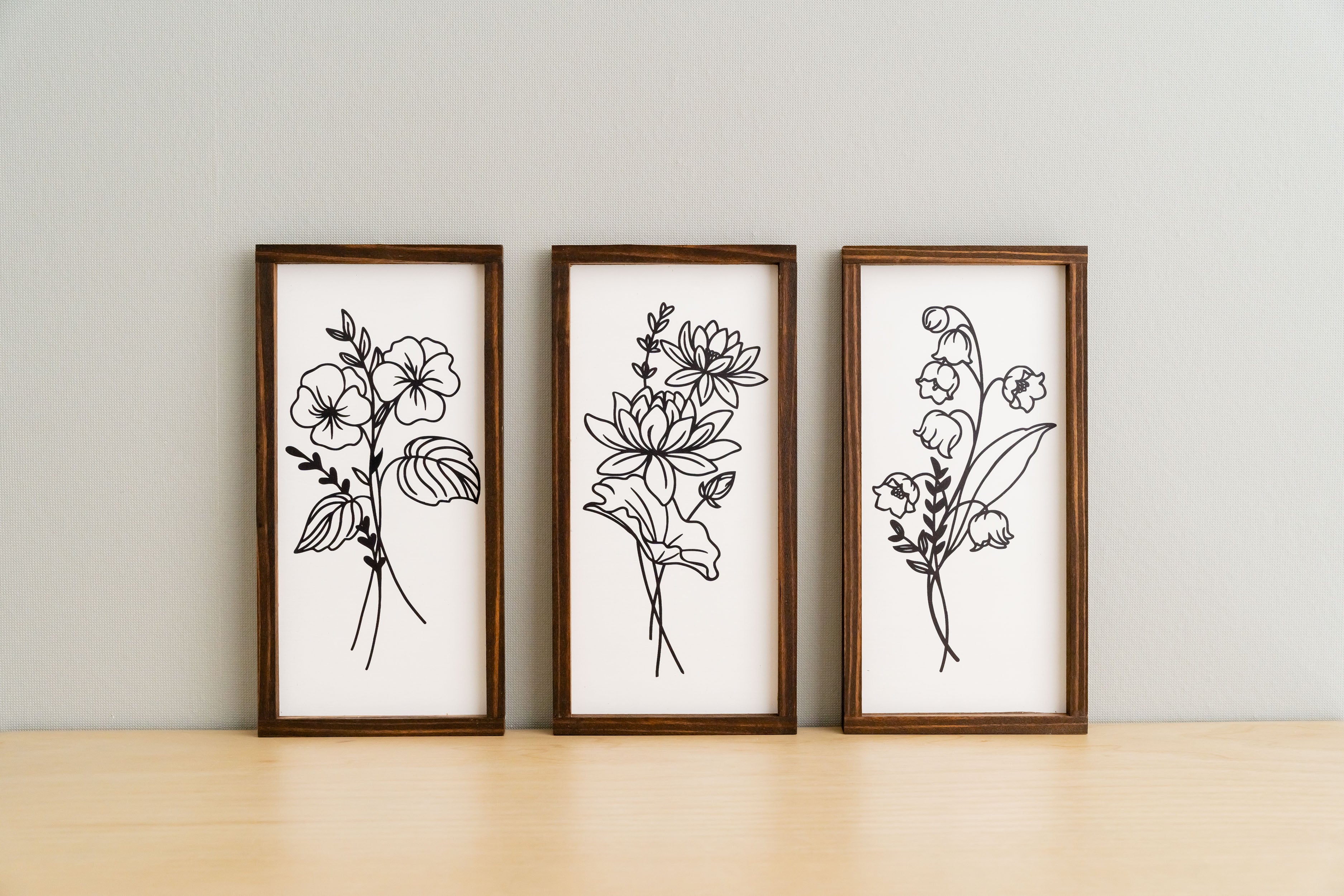 Elevate Your Space with our Trio of Floral Wood Signs for Boho and Contemporary Wall Décor