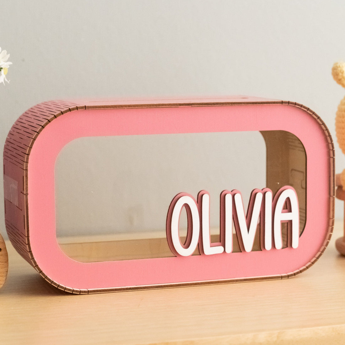 Custom Wooden Piggy Bank for Kids and Nursery Decor