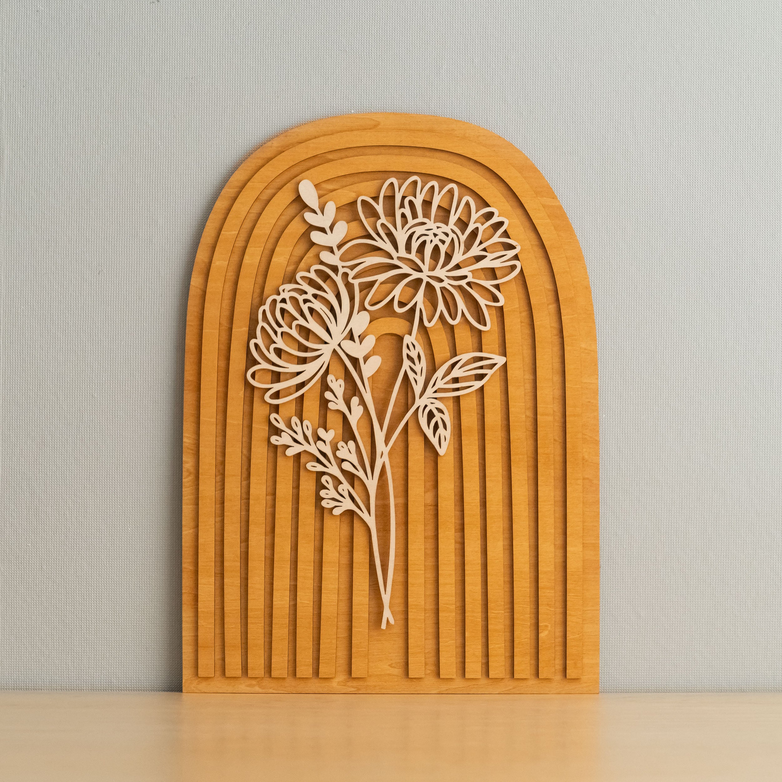 Personalized Birth Flower Wooden Sign for Boho Home Decor
