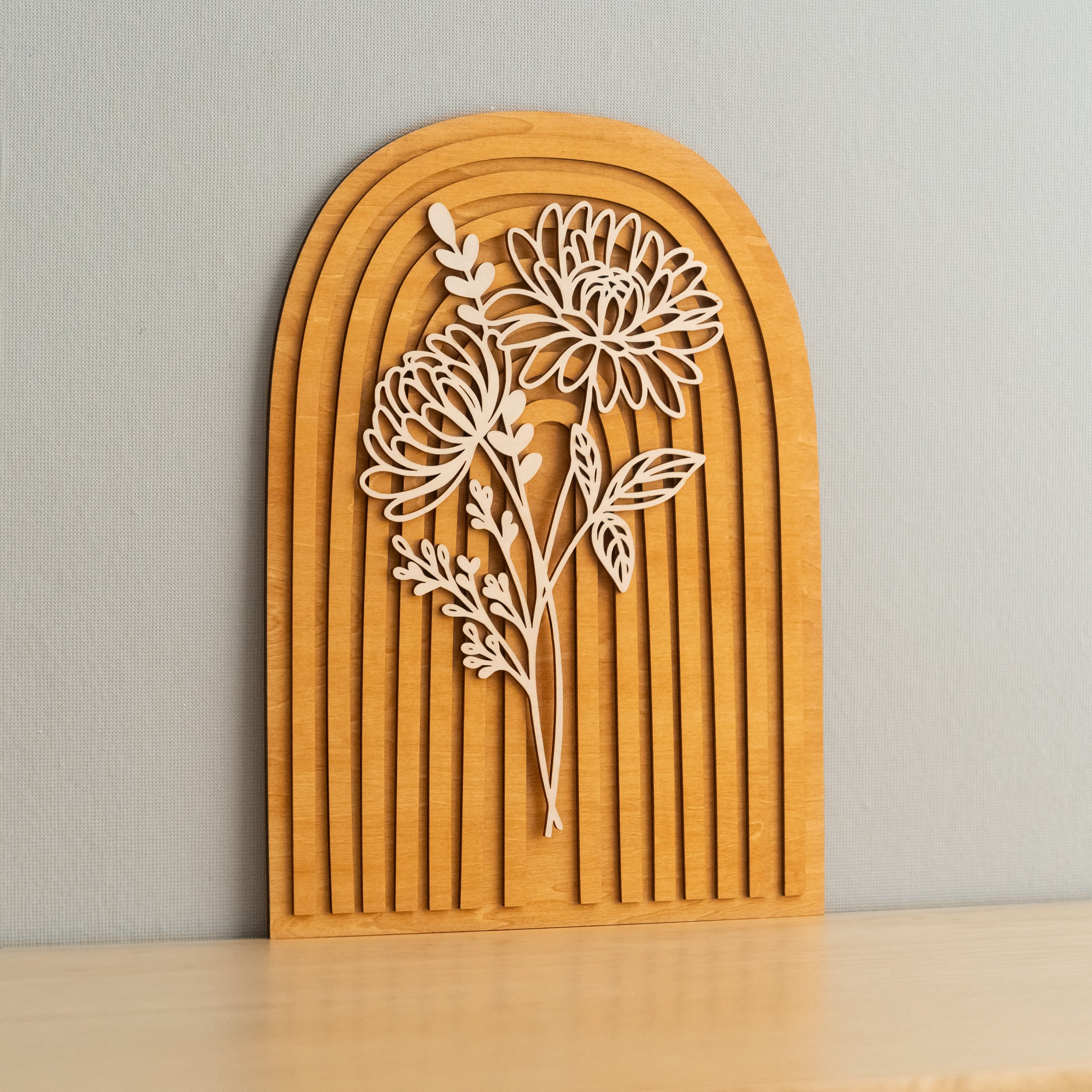 Personalized Birth Flower Wooden Sign for Boho Home Decor