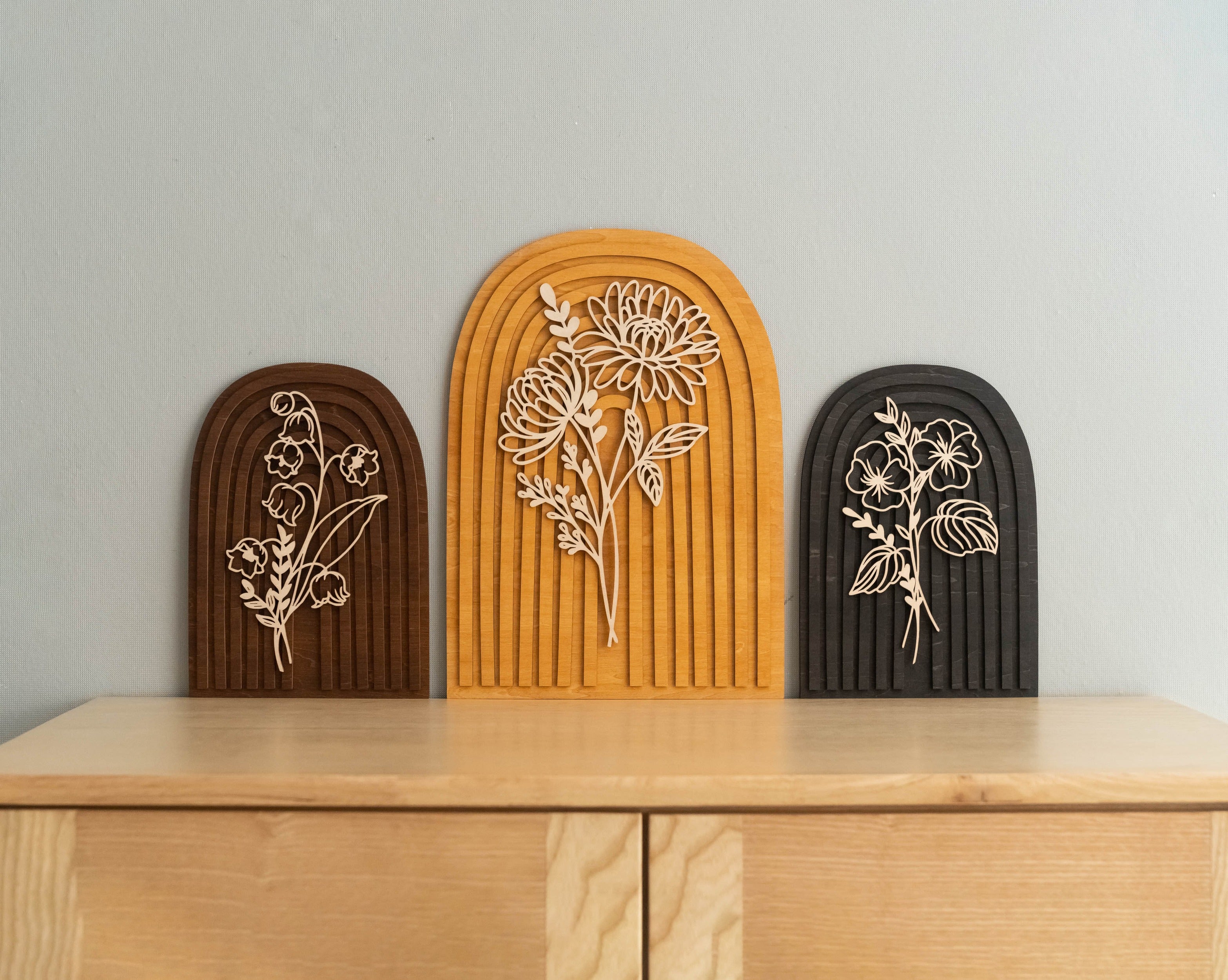 Personalized Birth Flower Wooden Sign for Boho Home Decor