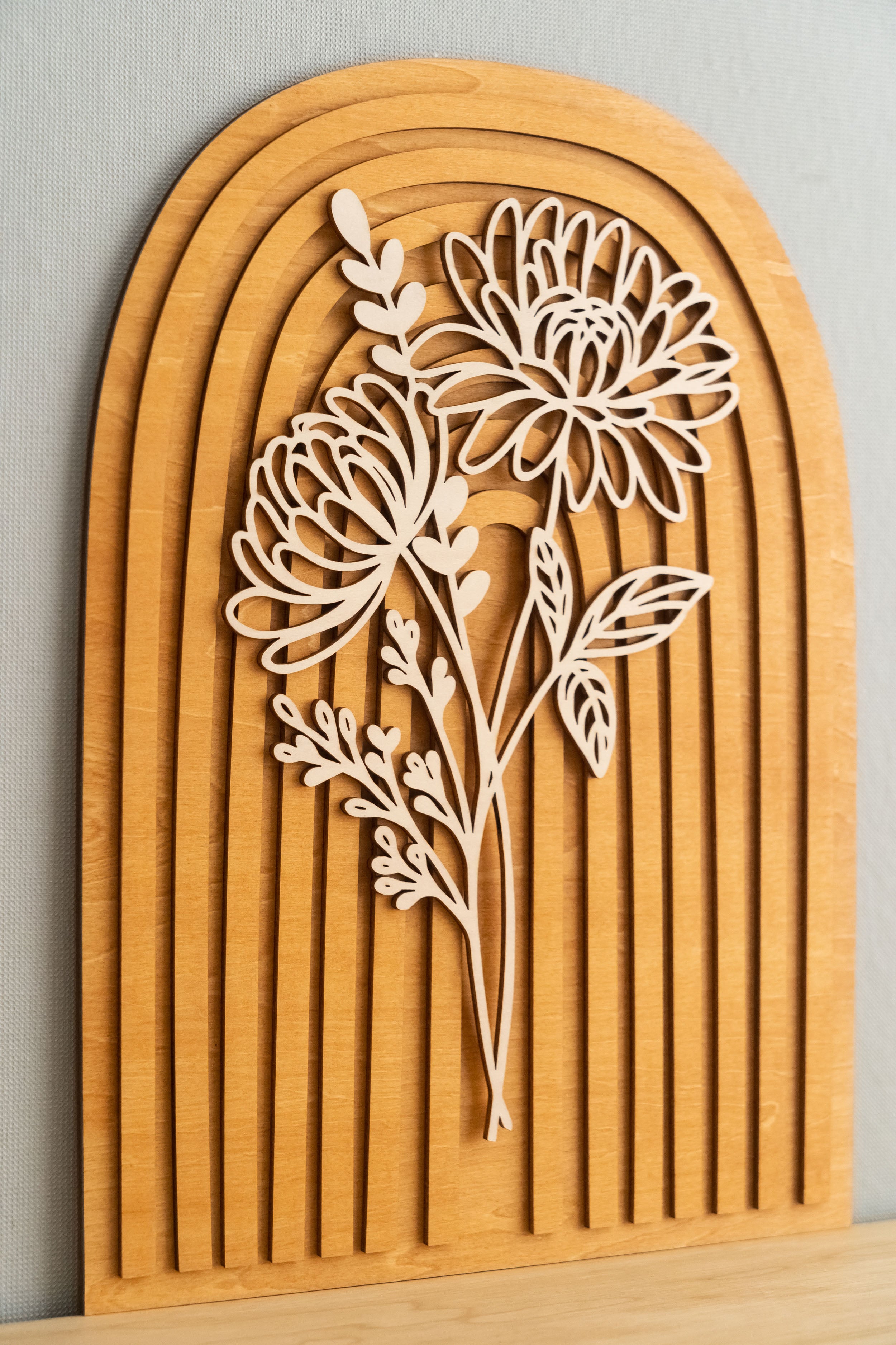 Personalized Birth Flower Wooden Sign for Boho Home Decor