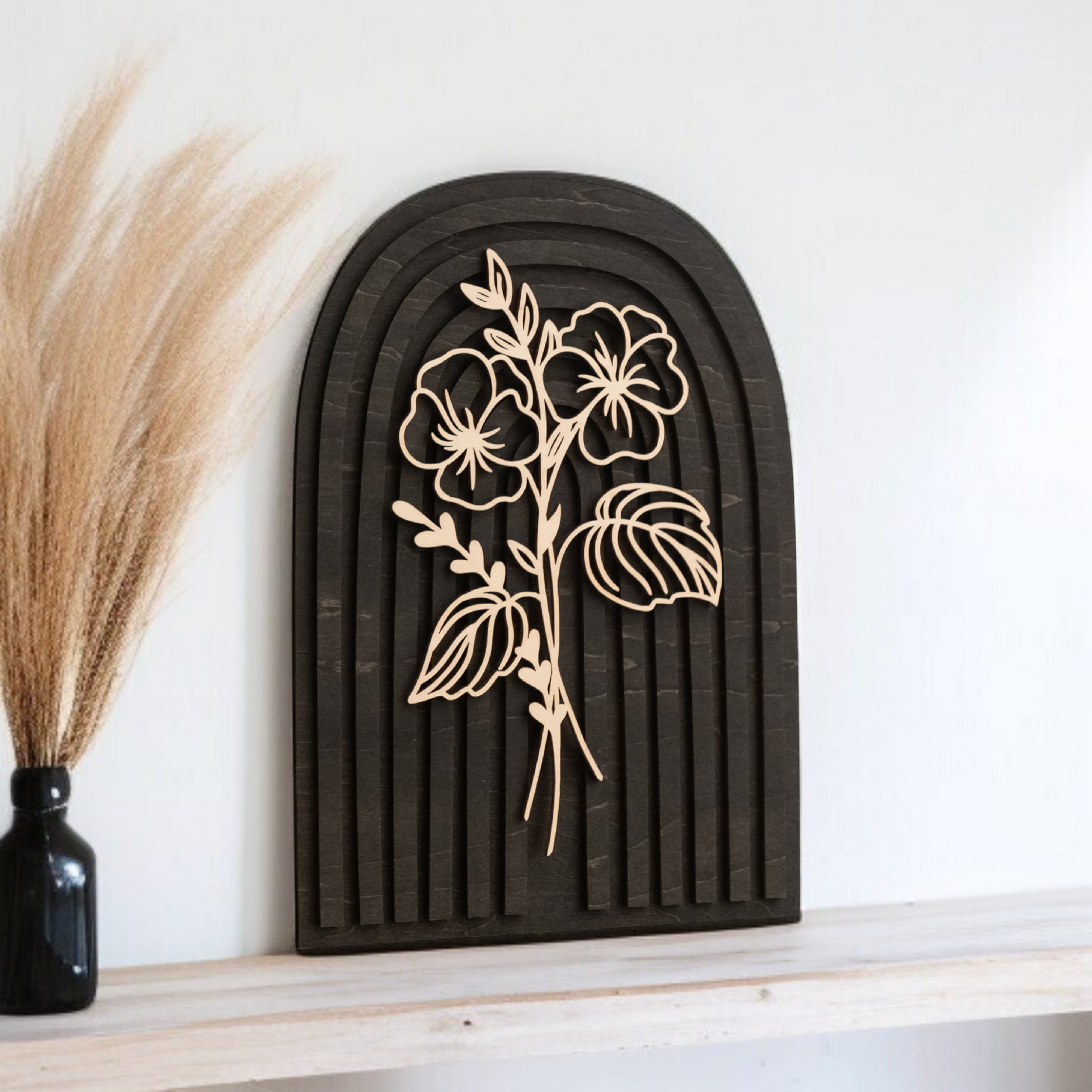 Personalized Birth Flower Wooden Sign for Boho Home Decor