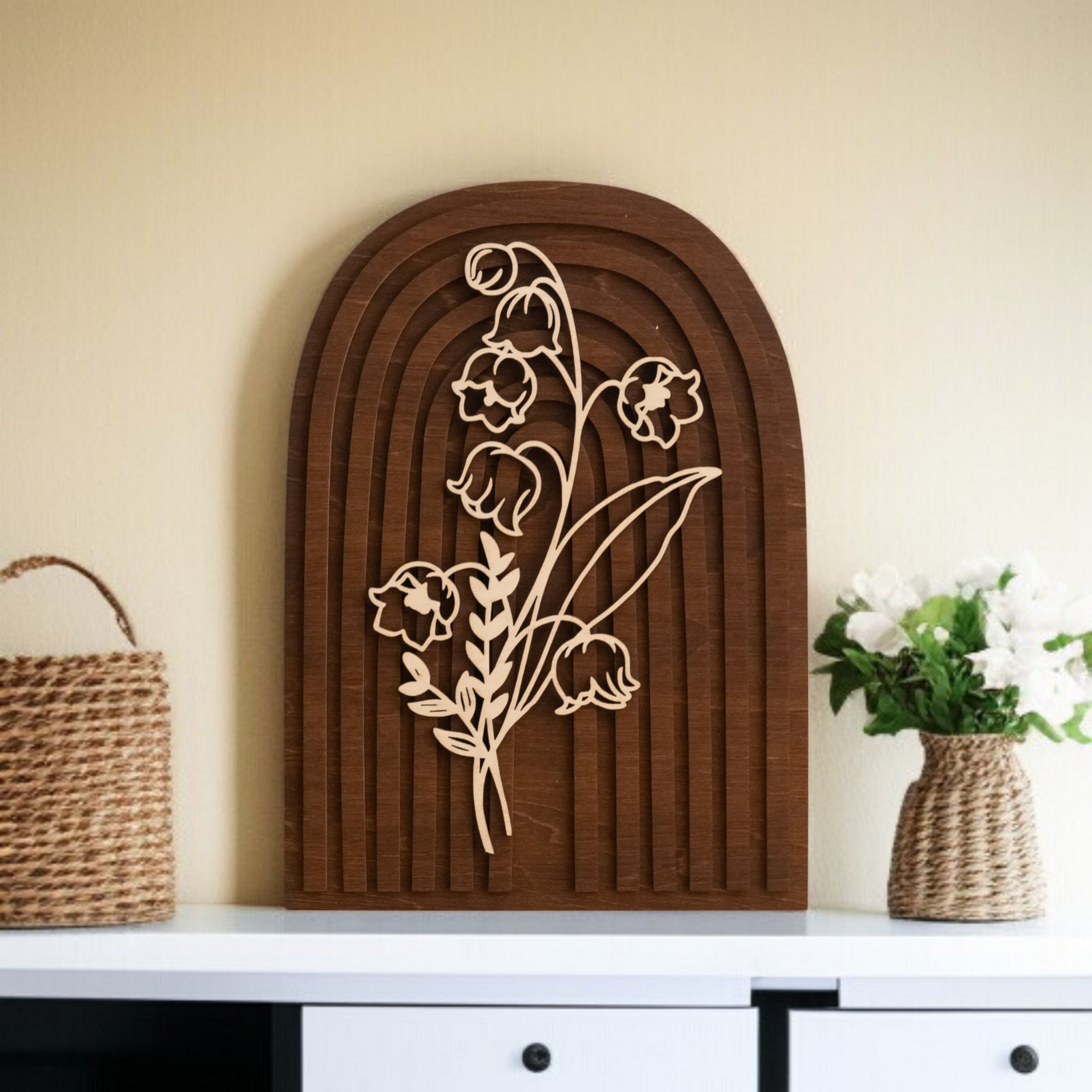 Personalized Birth Flower Wooden Sign for Boho Home Decor
