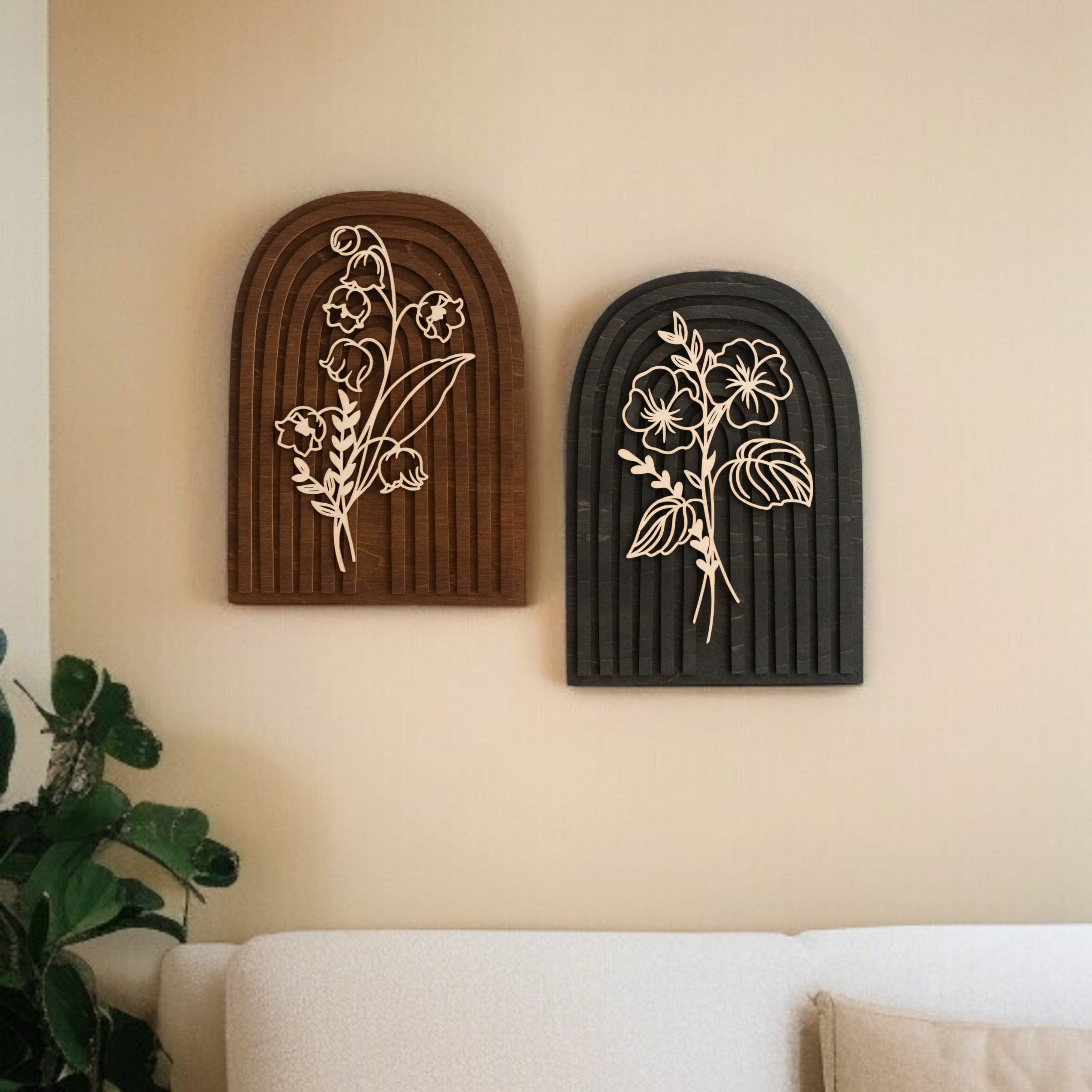 Personalized Birth Flower Wooden Sign for Boho Home Decor