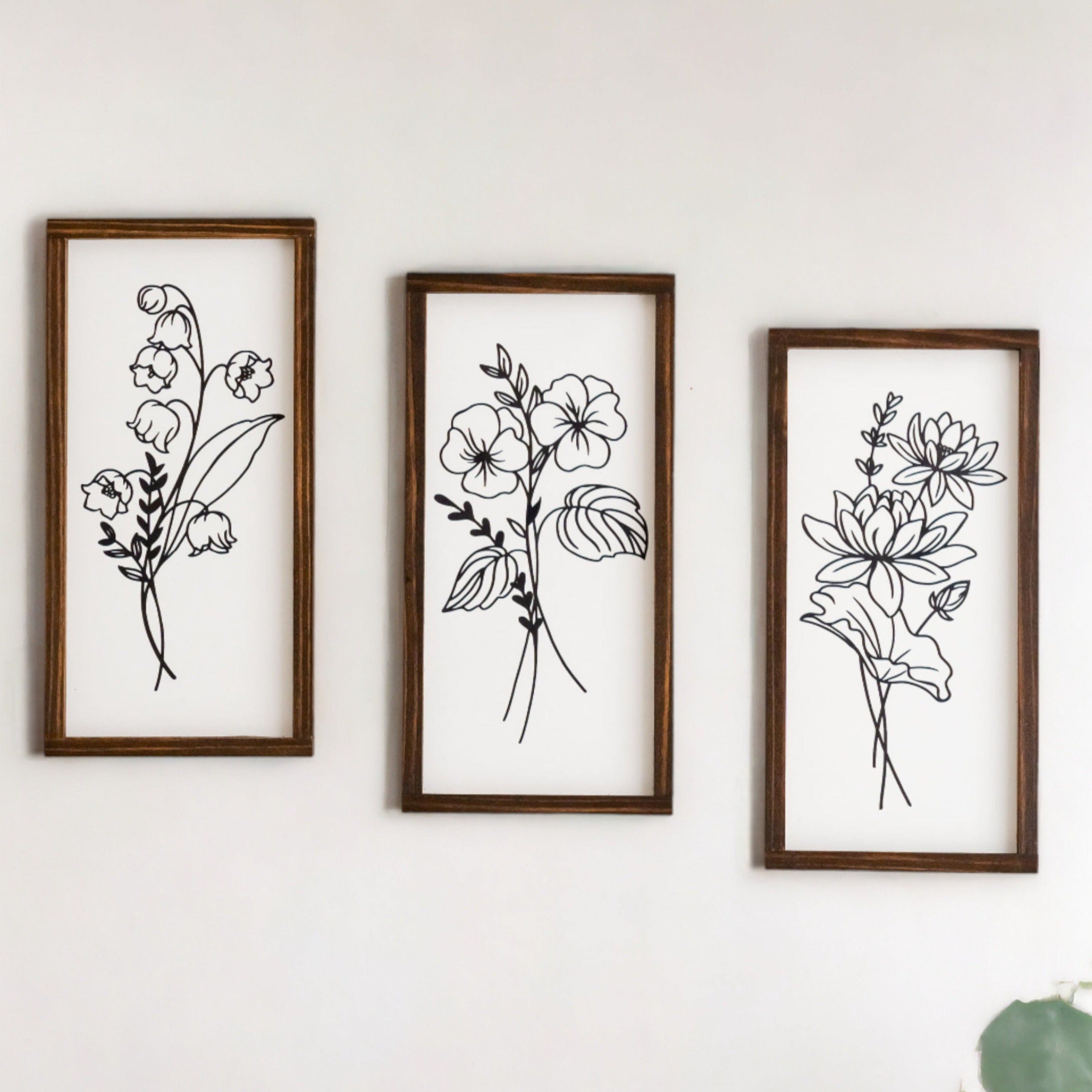 Elevate Your Space with our Trio of Floral Wood Signs for Boho and Contemporary Wall Décor