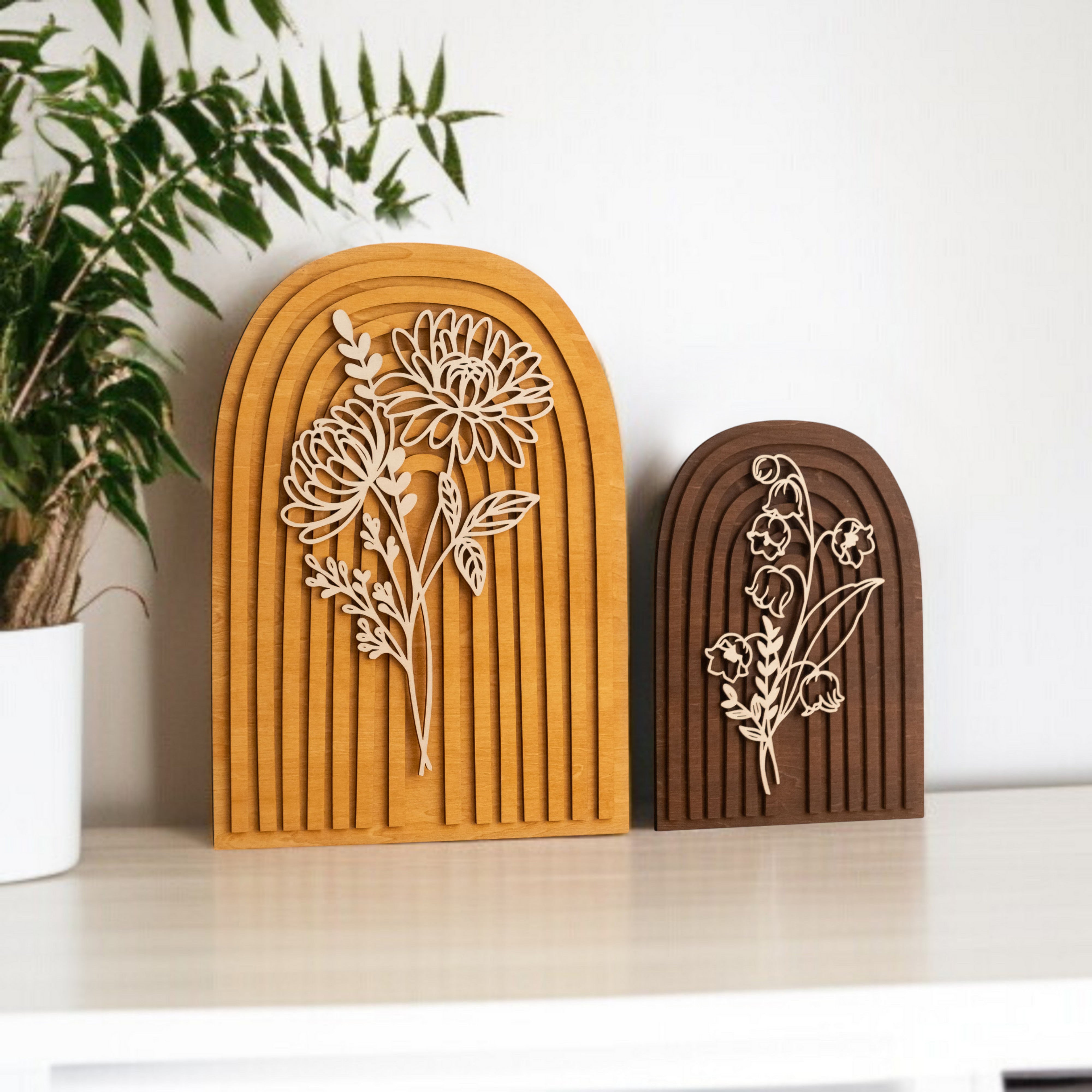 Personalized Birth Flower Wooden Sign for Boho Home Decor