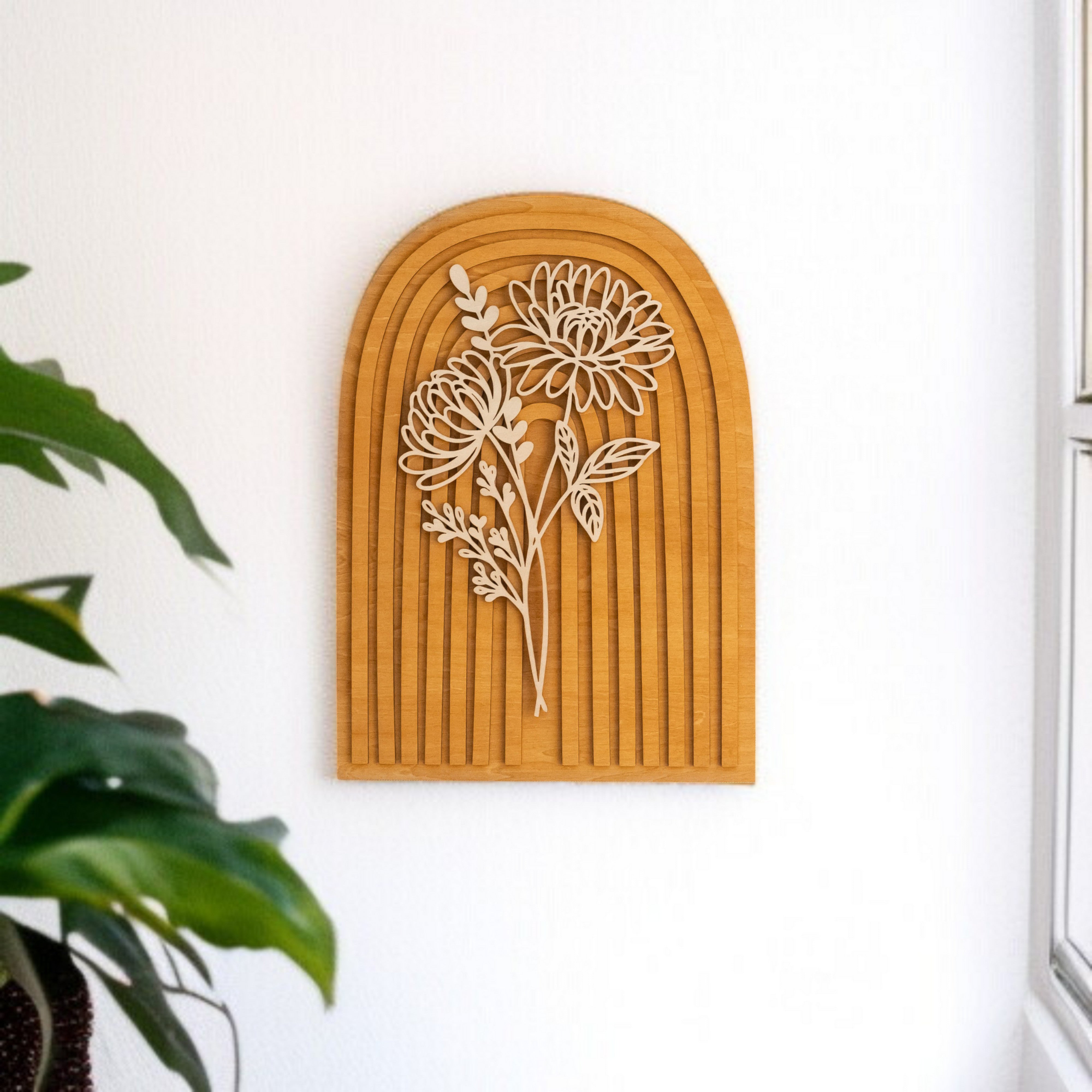 Personalized Birth Flower Wooden Sign for Boho Home Decor