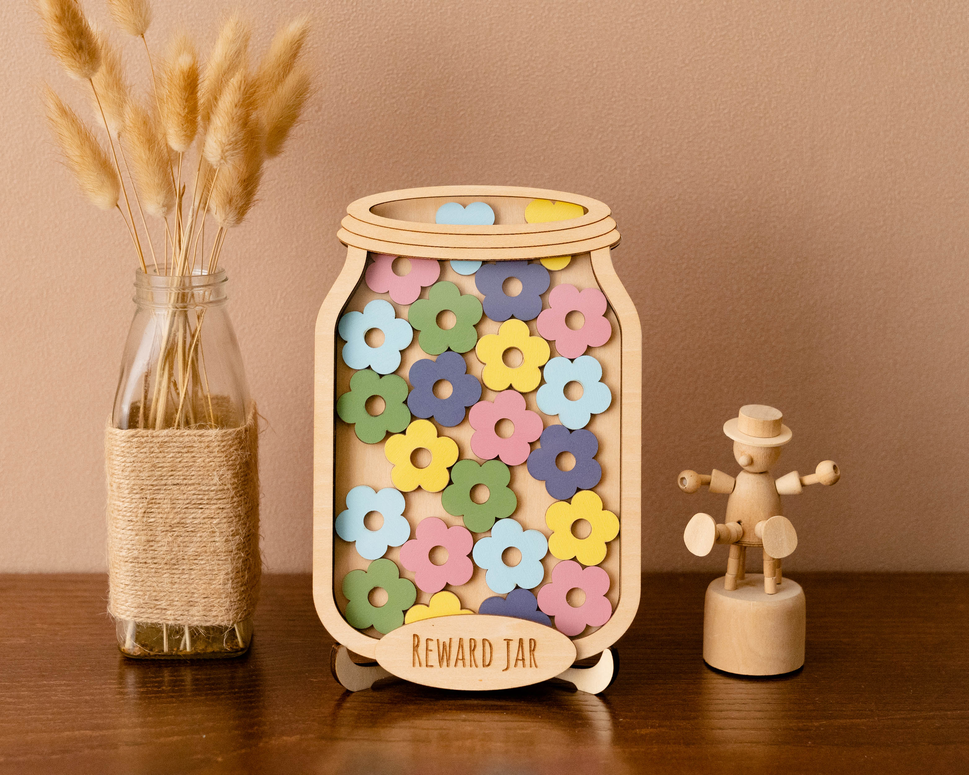 Wooden Reward Jar For Encouraging Positive Behavior In Kids
