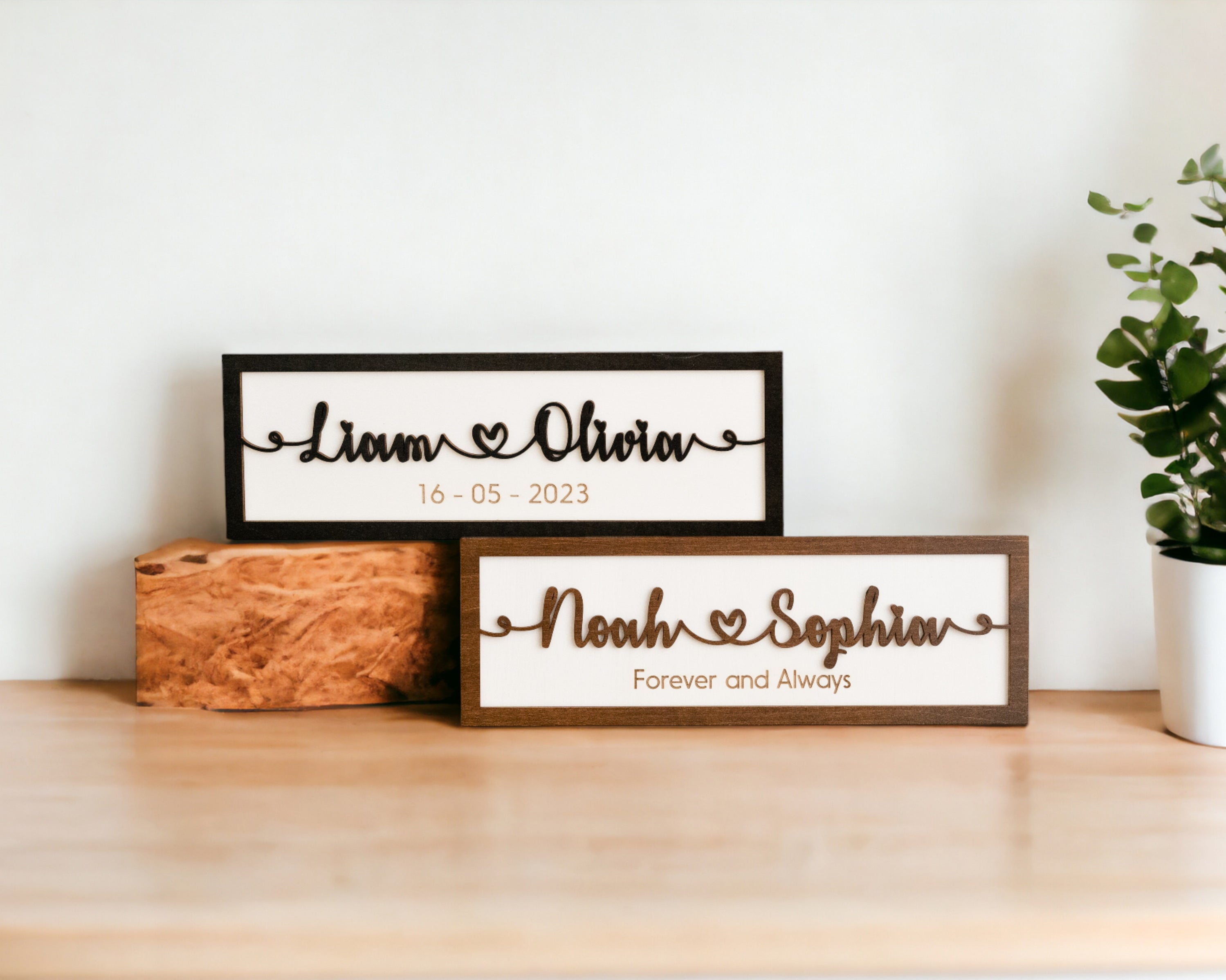 Custom Couple Name Wooden Sign Couple Name Wall Decor and Custom Engraved Wood Sign for Anniversary Gift E32