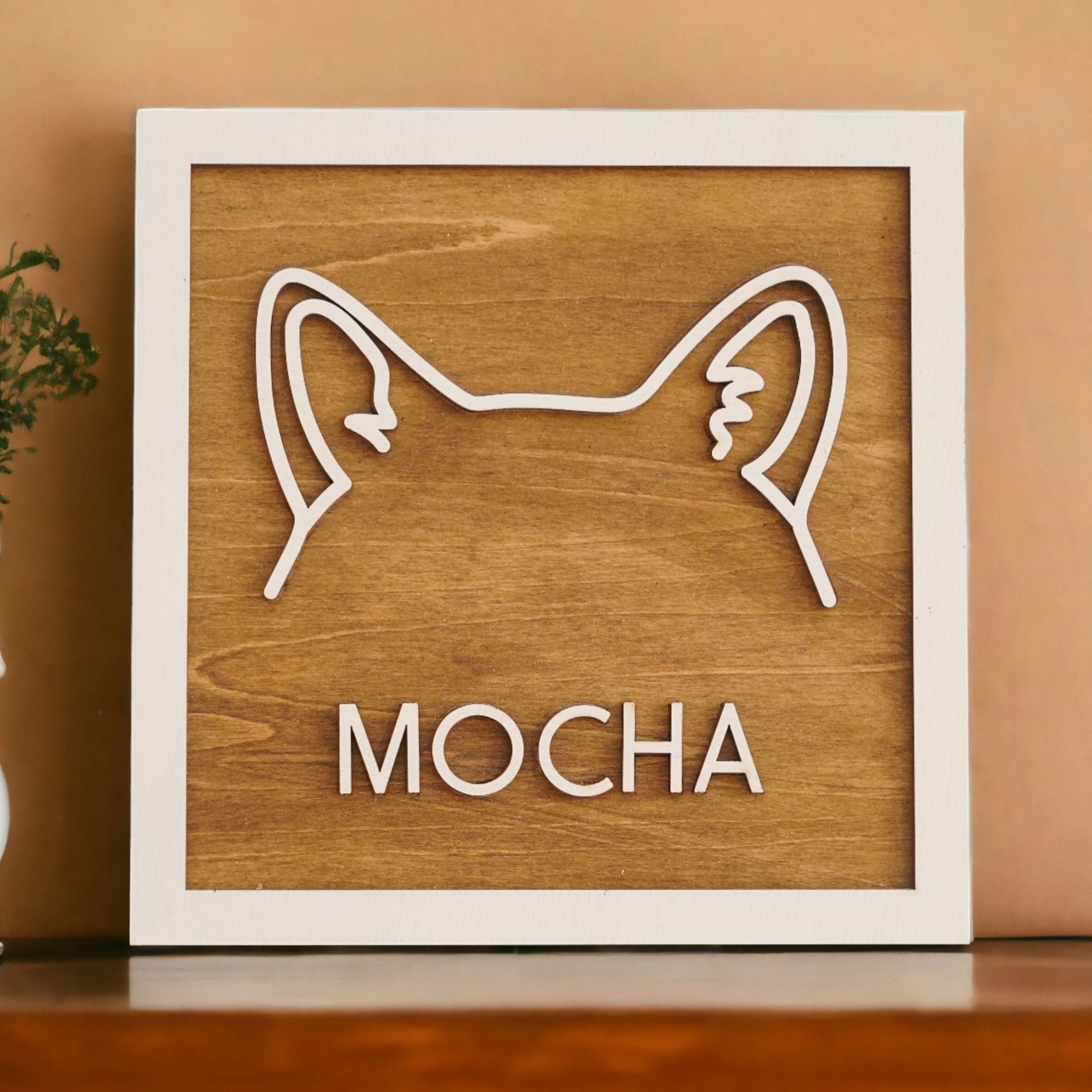 Framed Pet Memorial Dog Ear Sketch for Boho Rustic Home Decor E11