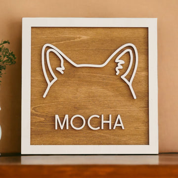 Framed Pet Memorial Dog Ear Sketch for Boho Rustic Home Decor E11