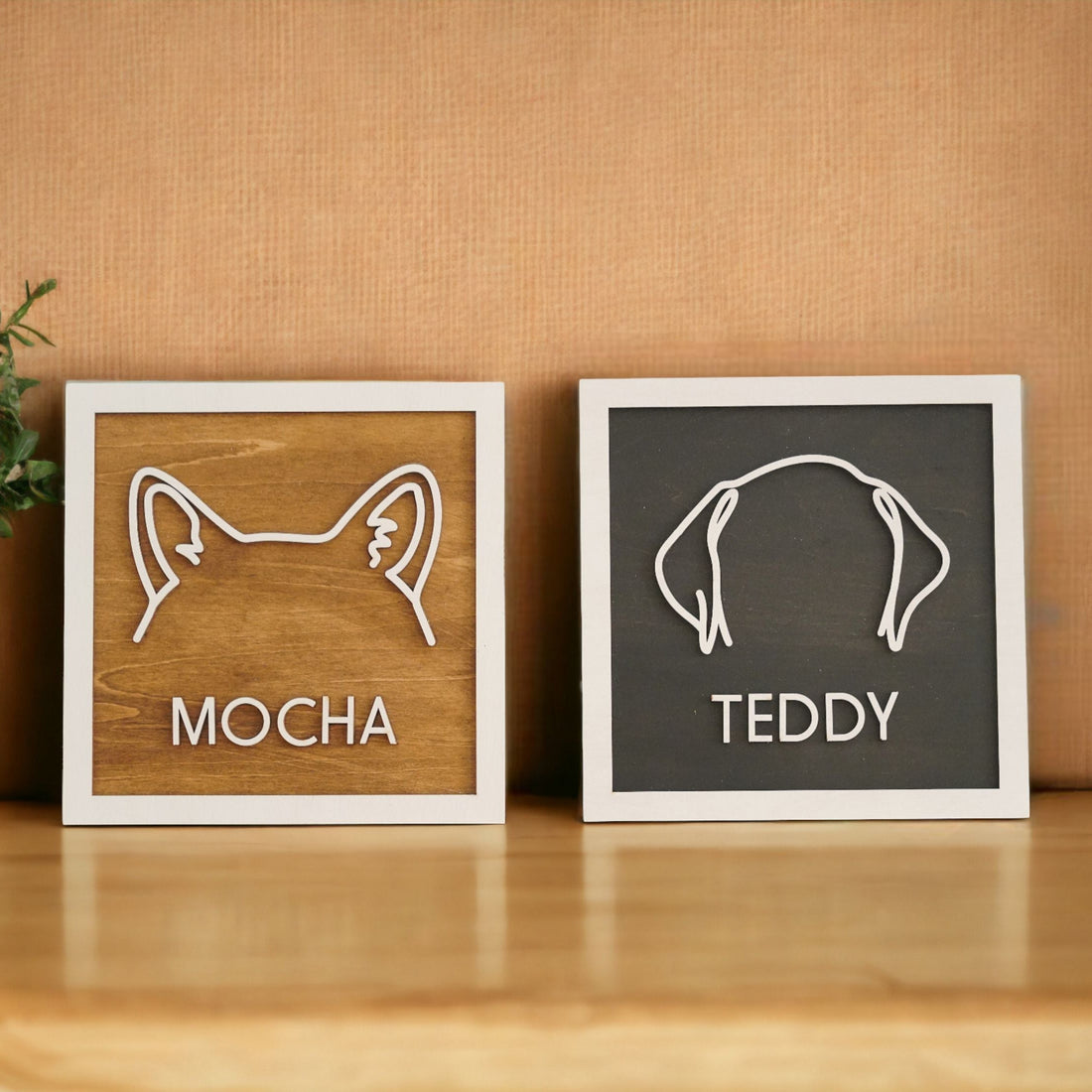 Framed Pet Memorial Dog Ear Sketch for Boho Rustic Home Decor E11