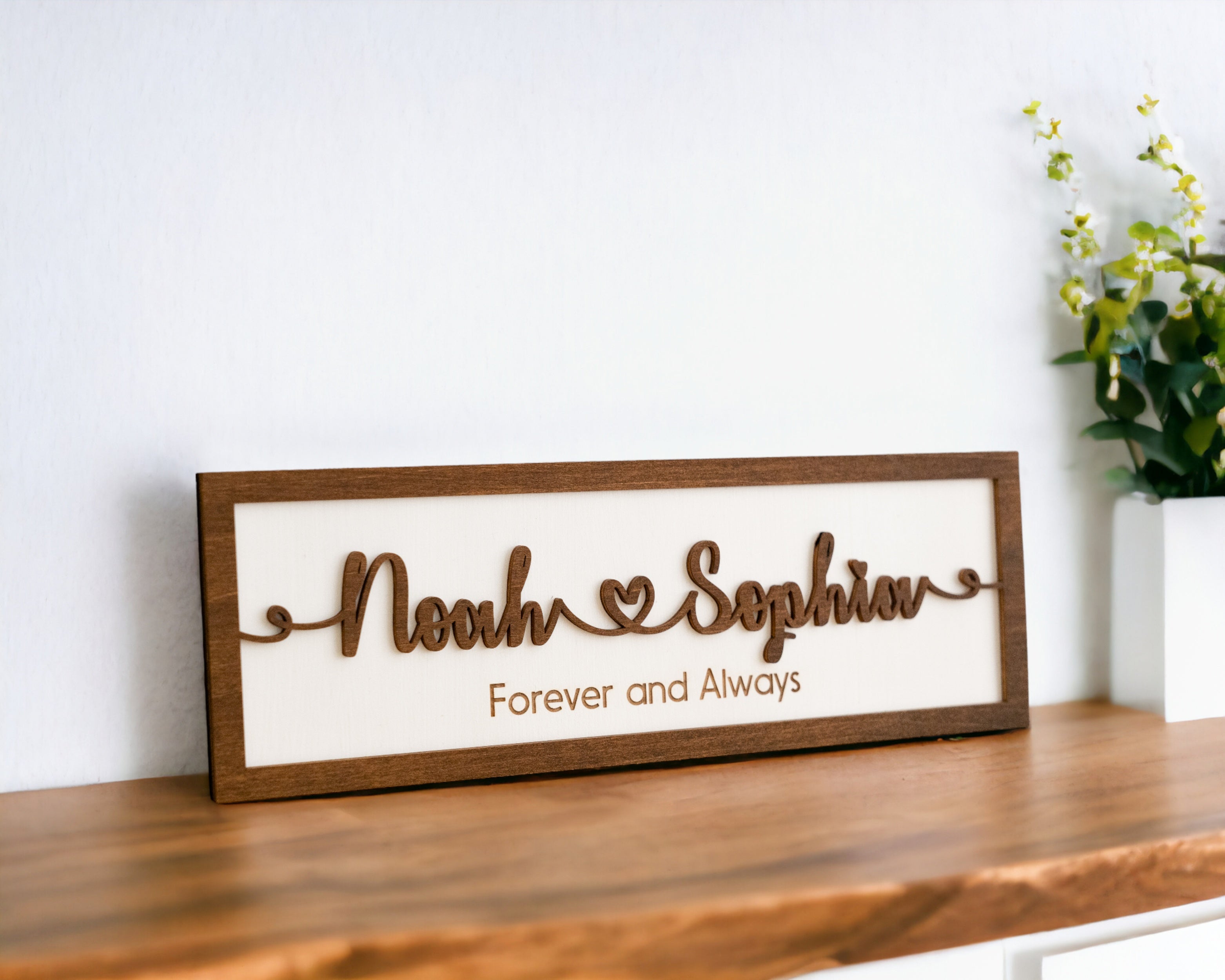 Custom Couple Name Wooden Sign Personalized Couple Wall Sign and Engraved Wood Name Plaque for Romantic Anniversary Gift E32
