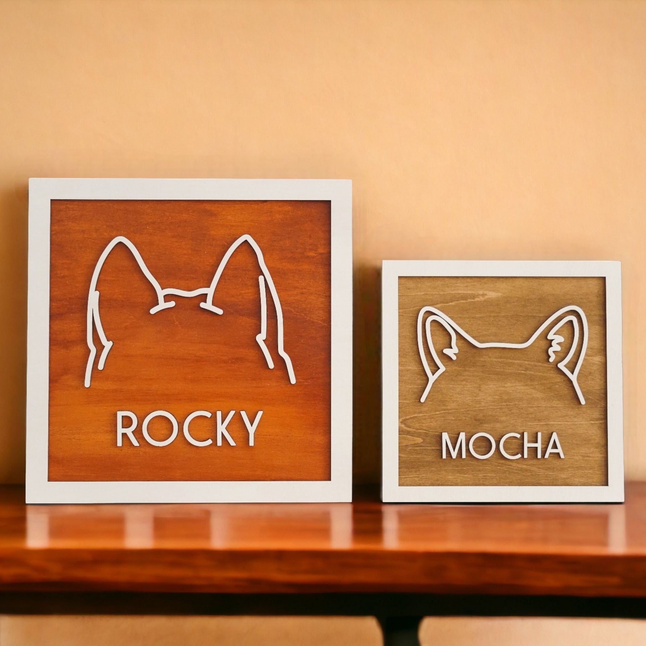 Framed Pet Memorial Dog Ear Sketch for Boho Rustic Home Decor