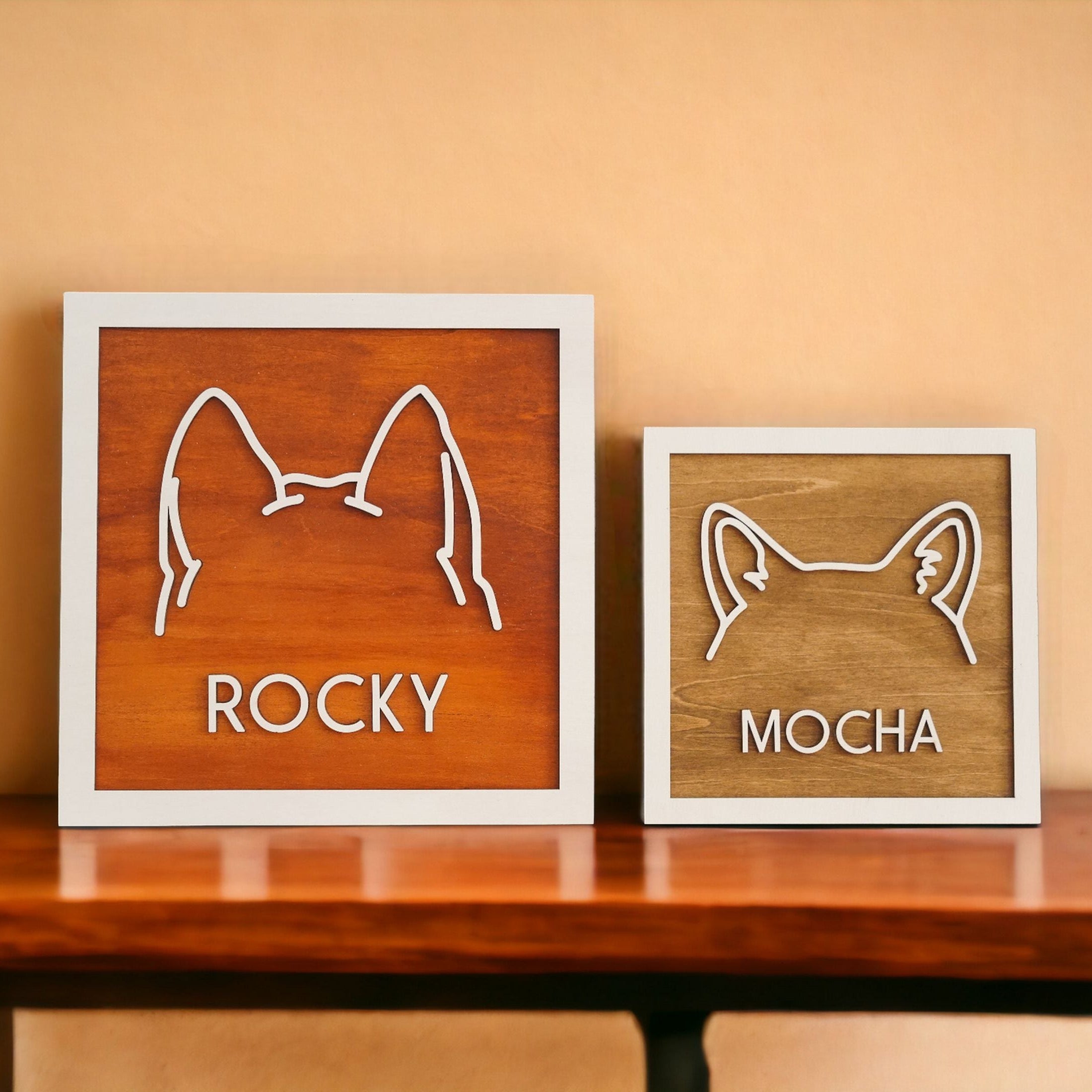 Dog Ear Framed Art wooden sign for pet memorial decor E11