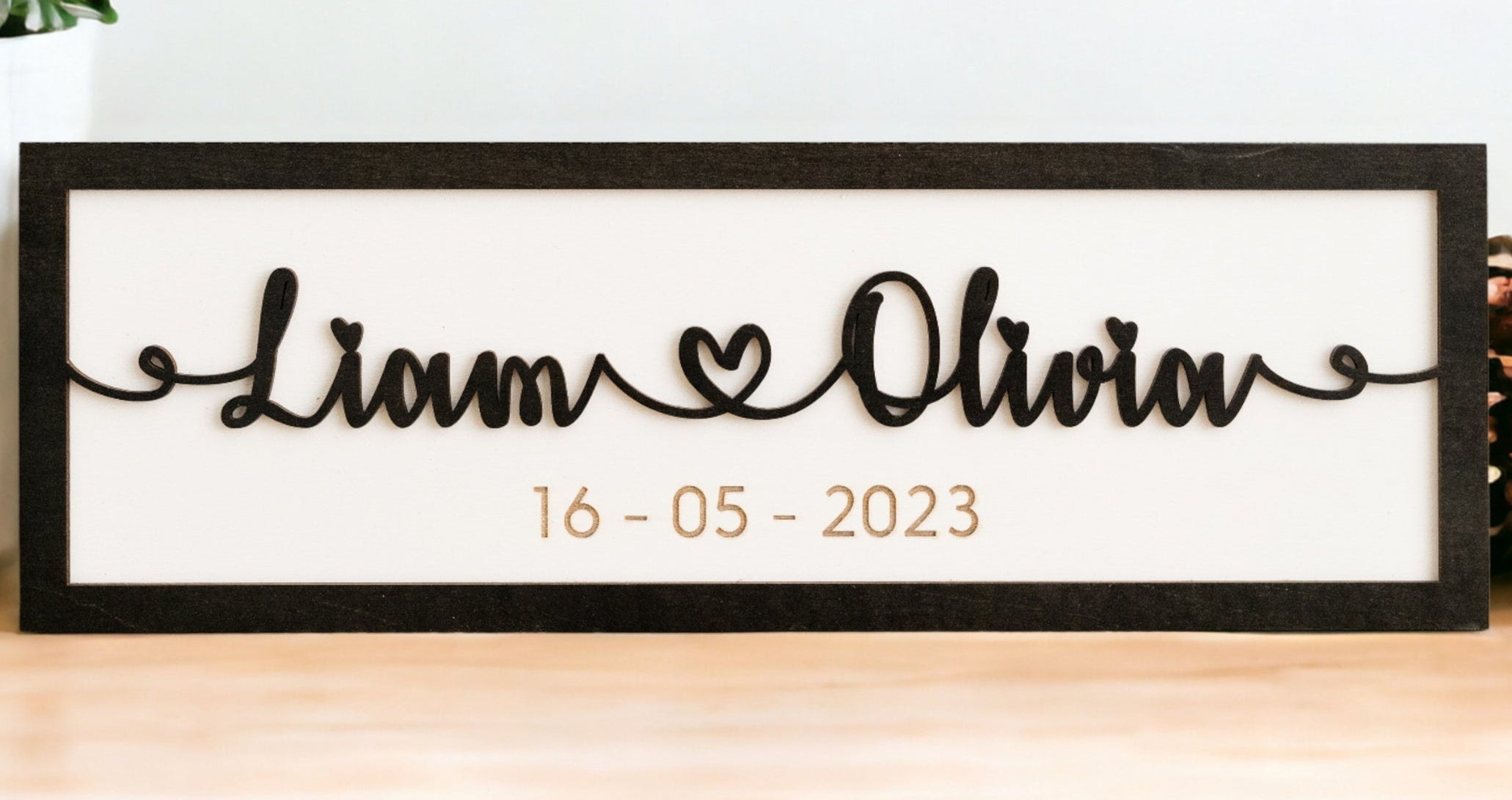 Custom Couple Name Wooden Sign Couple Name Wall Decor and Custom Engraved Wood Sign for Anniversary Gift E32
