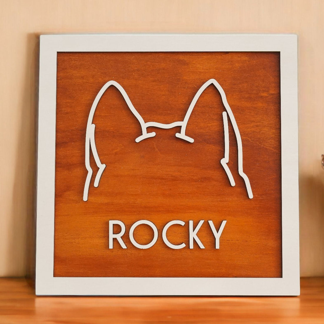 Dog Ear Framed Art wooden sign for pet memorial decor E11