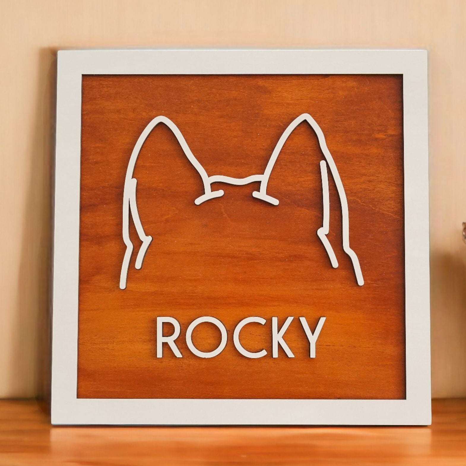Dog Ear Framed Art wooden sign for pet memorial decor E11