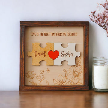 Couple Puzzle Wooden Sign Gift Wood Romantic Gift for Couples and Rustic Wooden Couple Sign E06