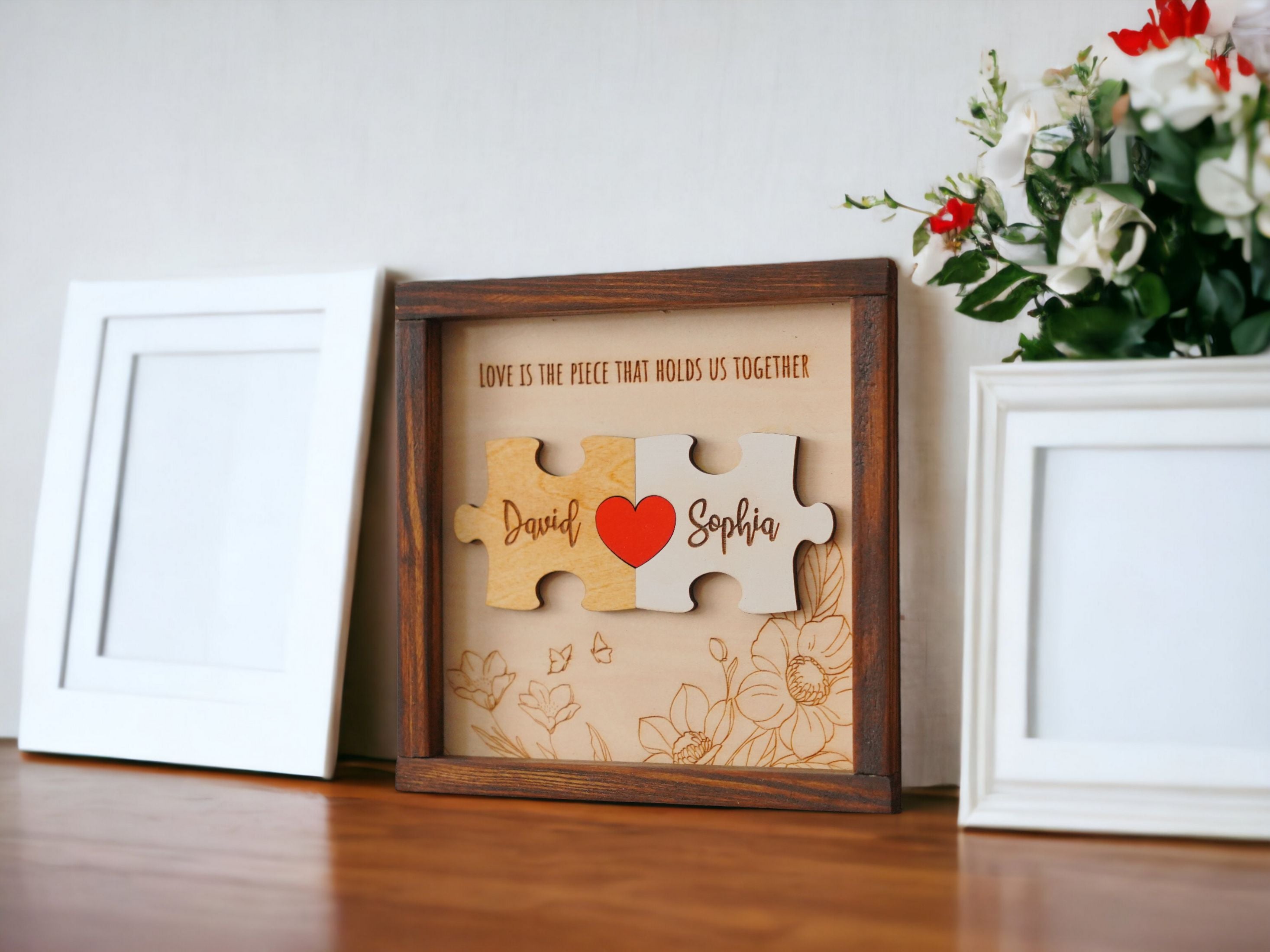 Couple Puzzle Wooden Sign Gift Wood Personalized Couple Gift and Wooden Couple Sign E06