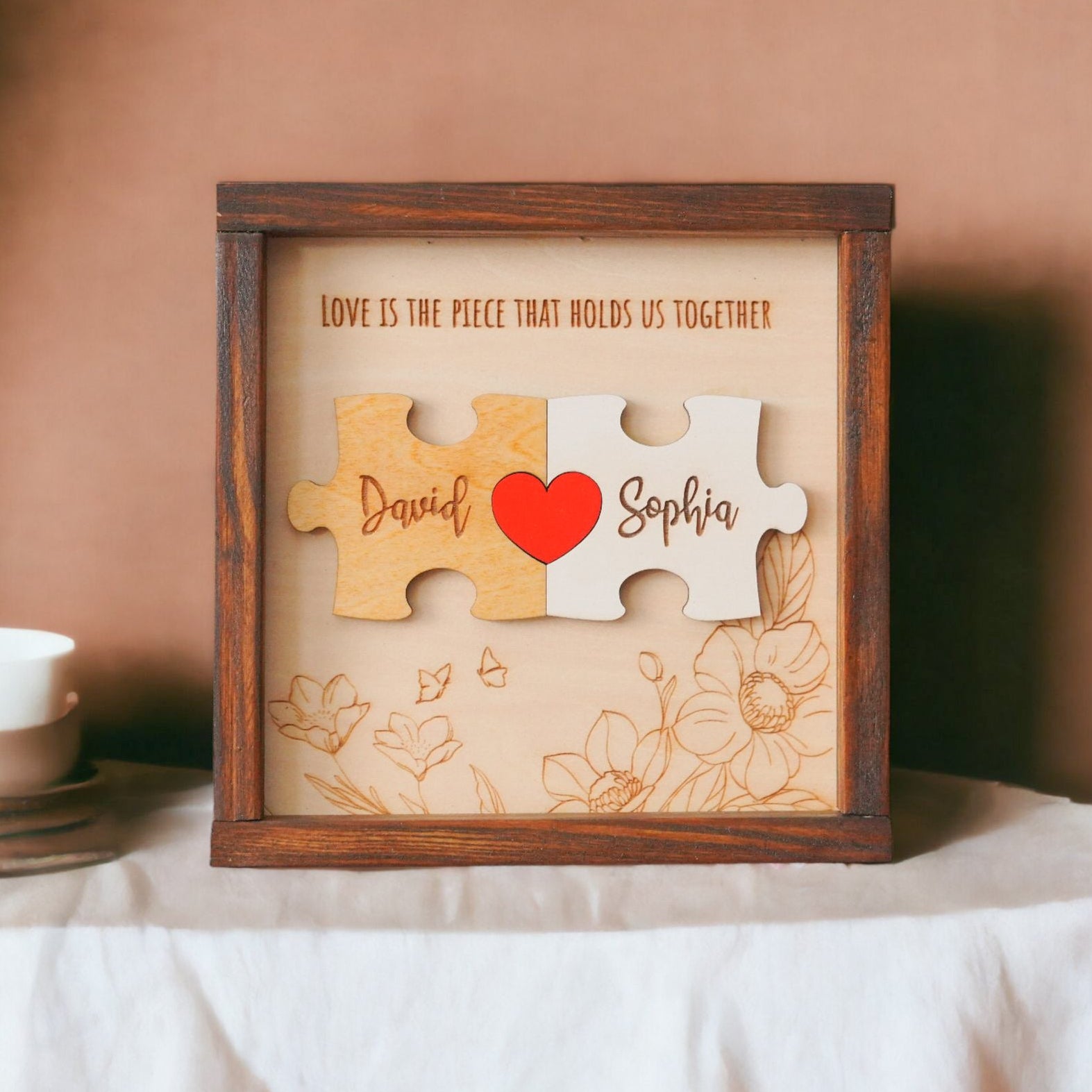 Couple Puzzle Wooden Sign Gift Wood Couple Anniversary Gift and Rustic Puzzle Couple Sign E06