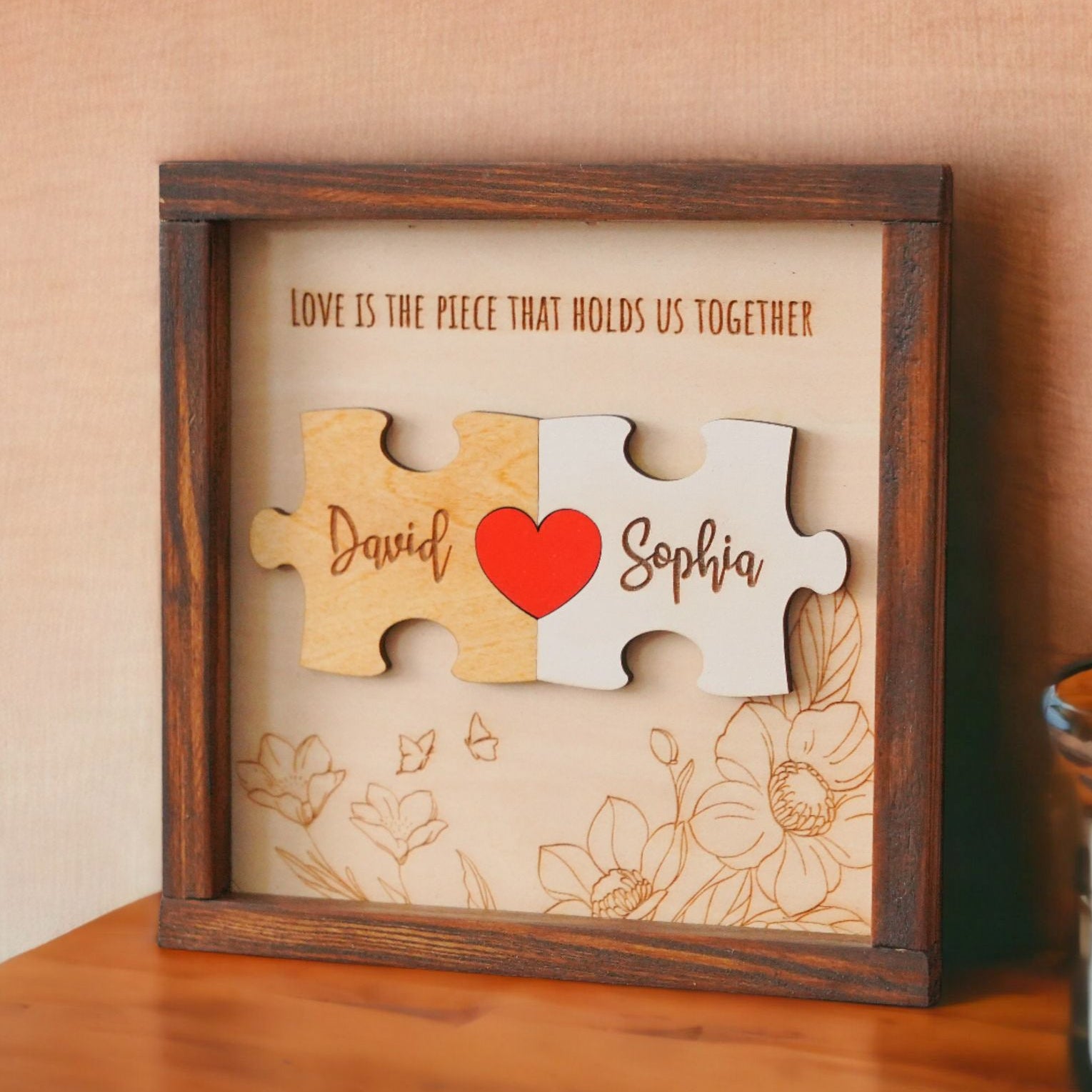 Couple Puzzle Wooden Sign Gift Wood Couple Anniversary Gift and Rustic Puzzle Couple Sign E06