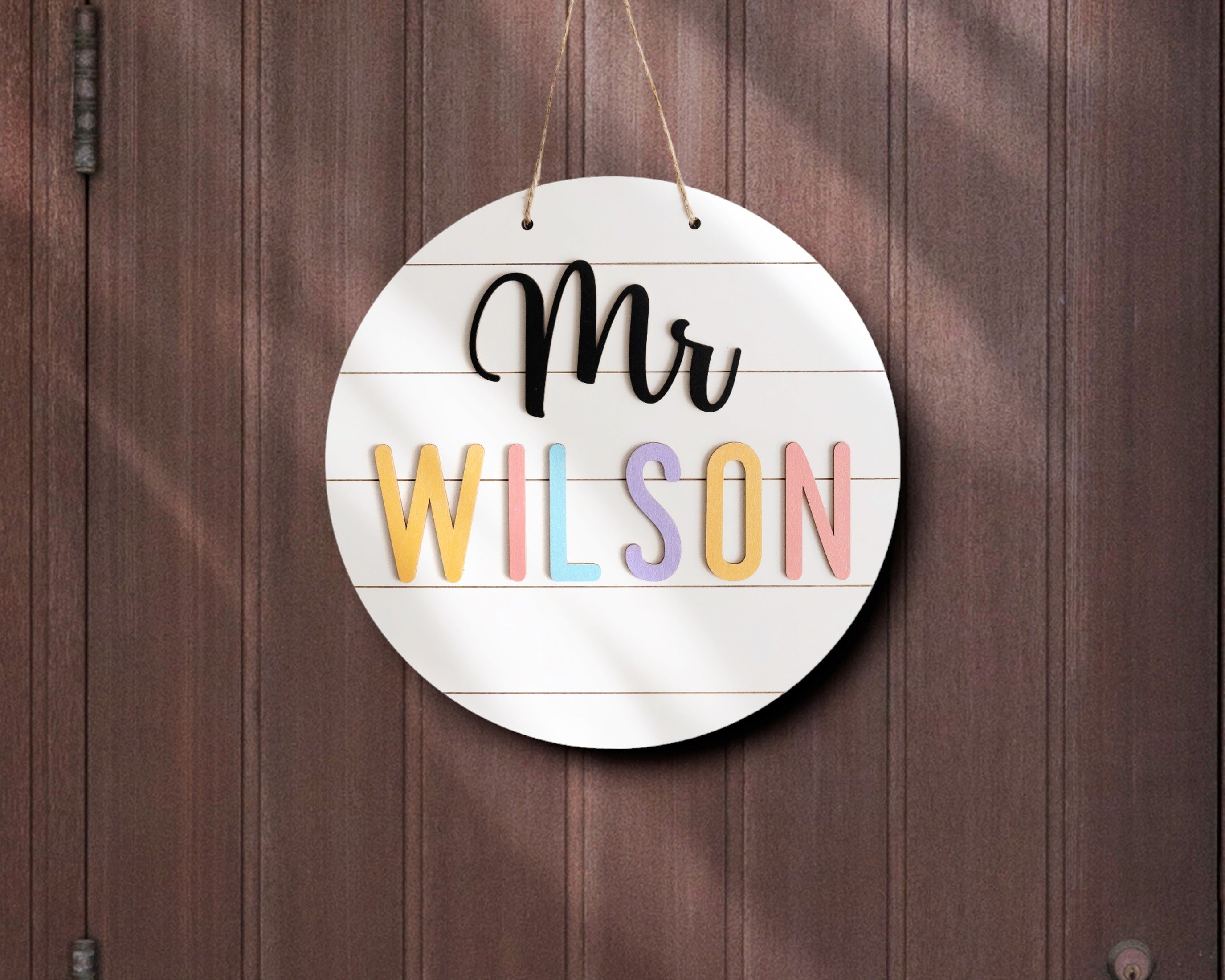 Handcrafted Wooden Teacher Nameplate for Boho, Rustic, and Minimalist Classrooms J92