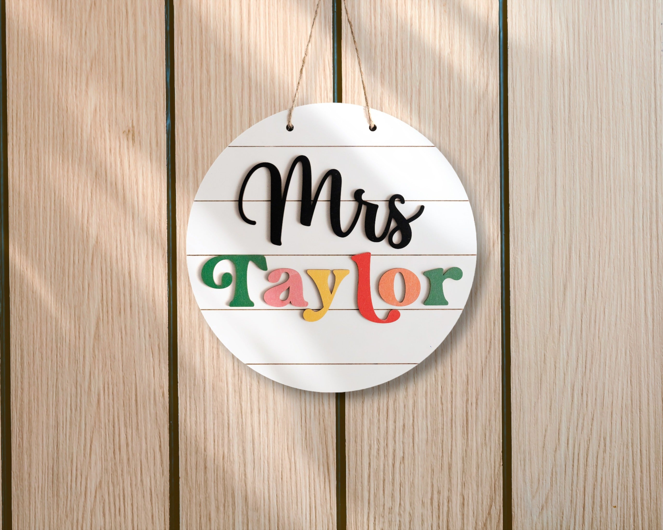 Personalized Wooden Teacher’s Name Hanging Sign for Teacher Gifts J92