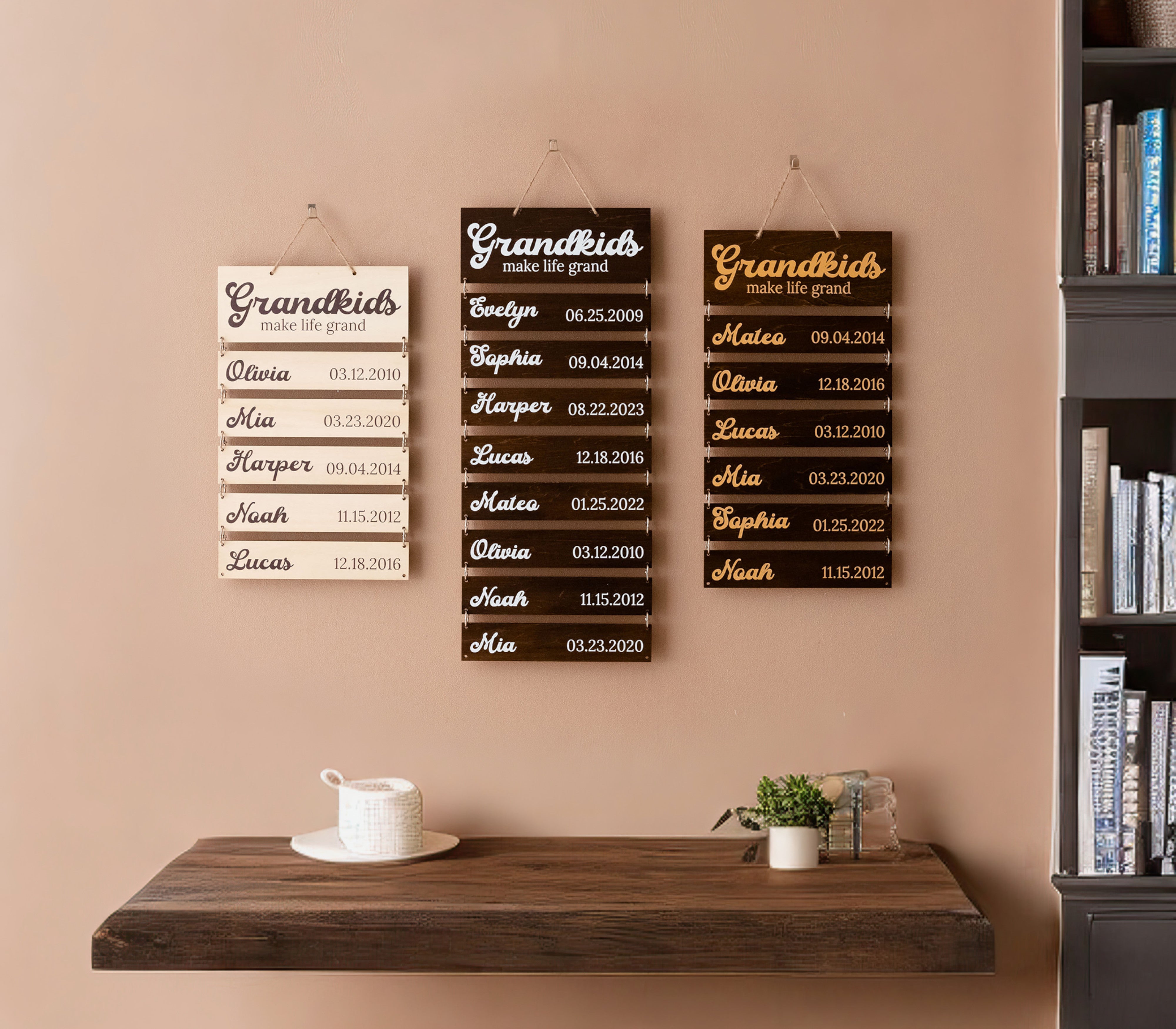 Personalized Family Name Sign Wood for Grandkids Wall Decor E98