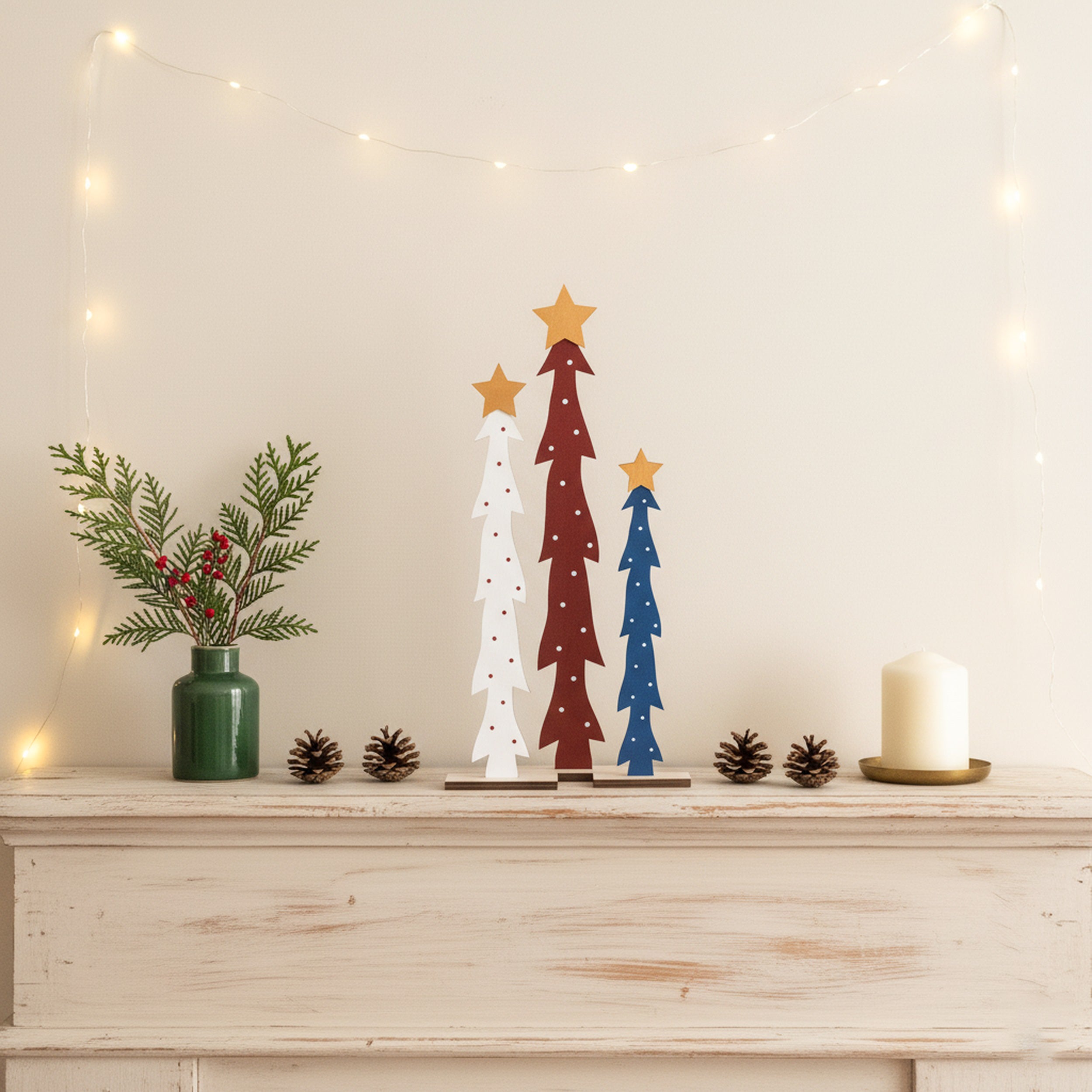 Decorative Wooden Christmas Tree for Holiday Table Decoration D46