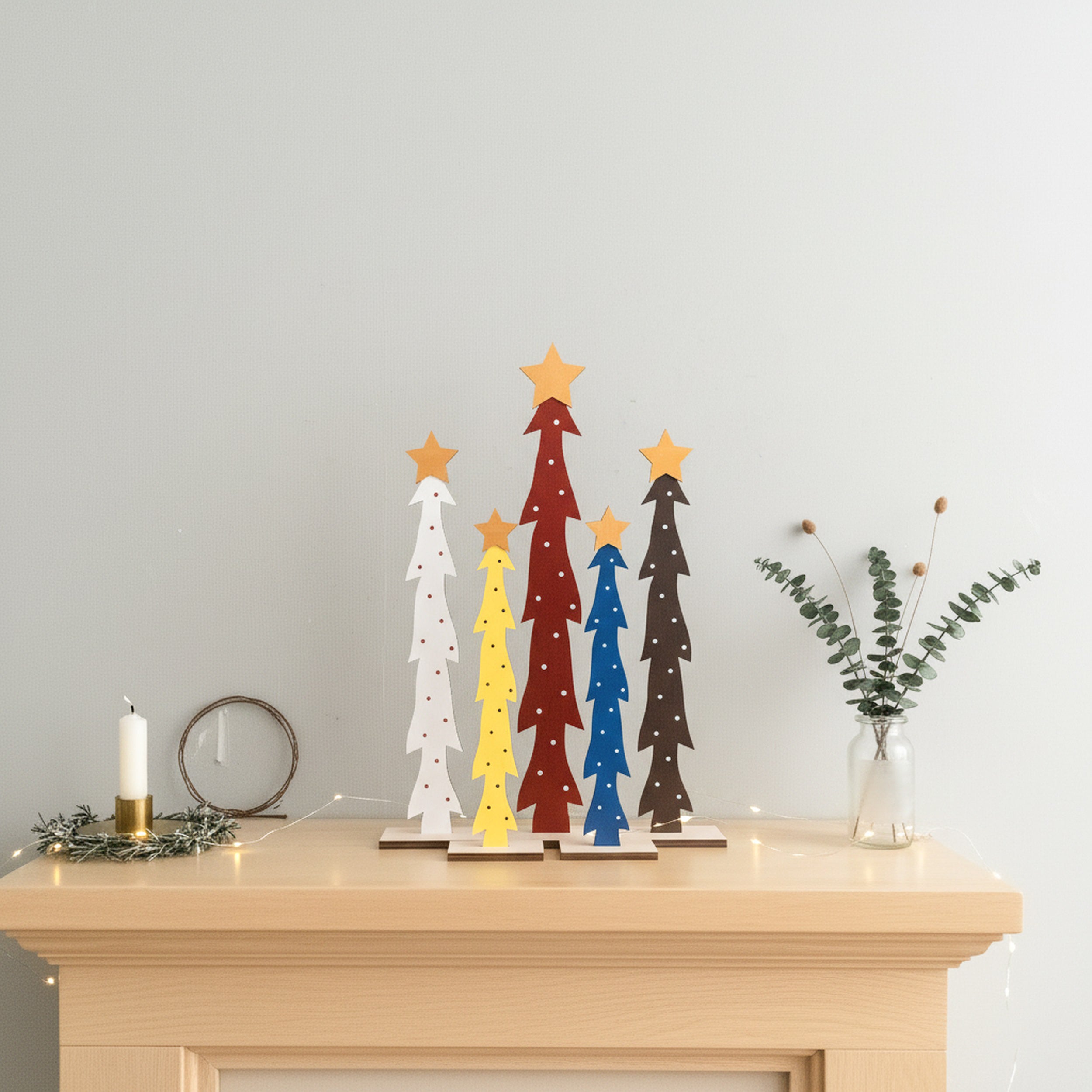 Decorative Wooden Christmas Tree for Modern Holiday Table Decor D46