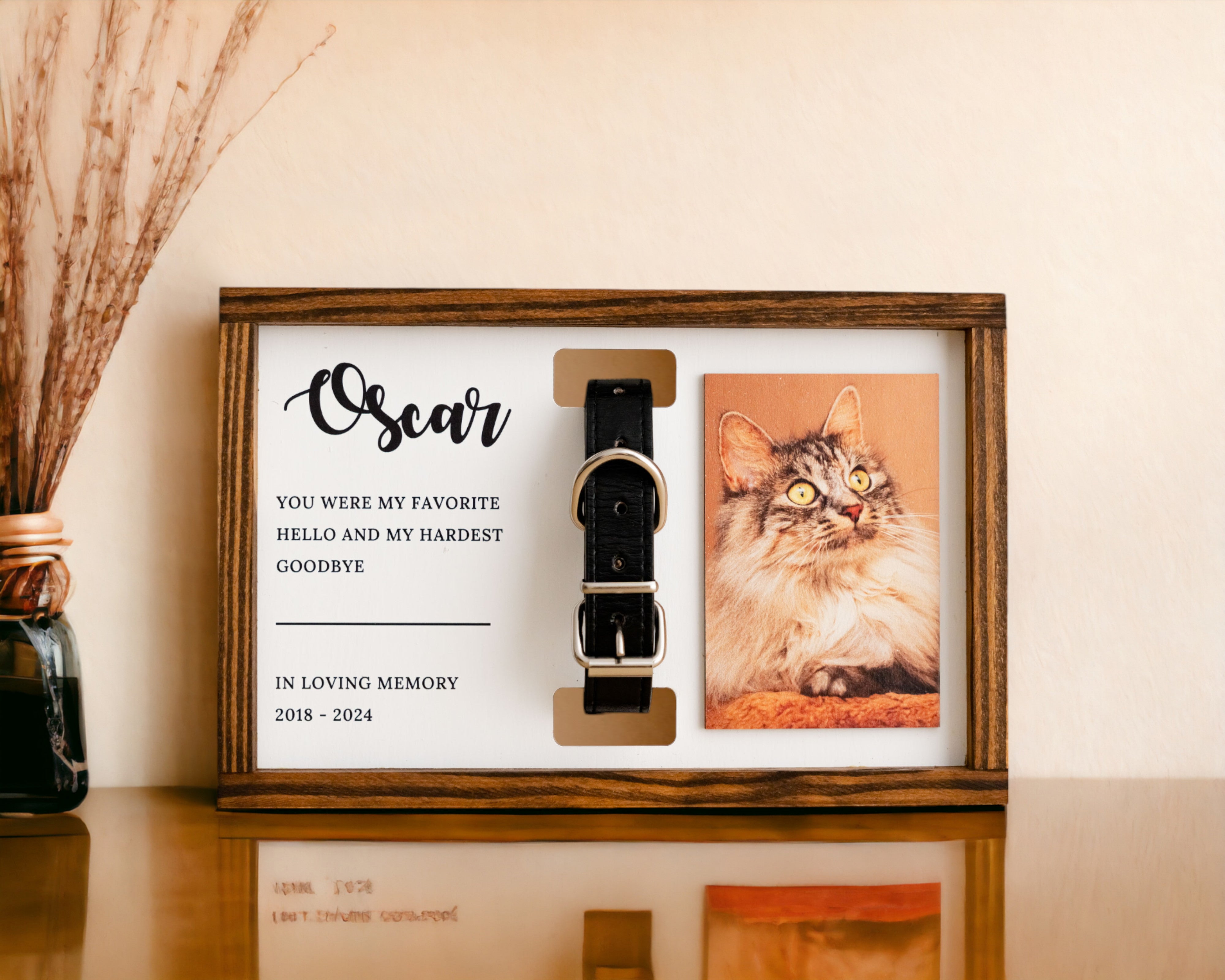 Personalized Pet Memorial Sign with Photo and Collar Charm for Home Decor E54