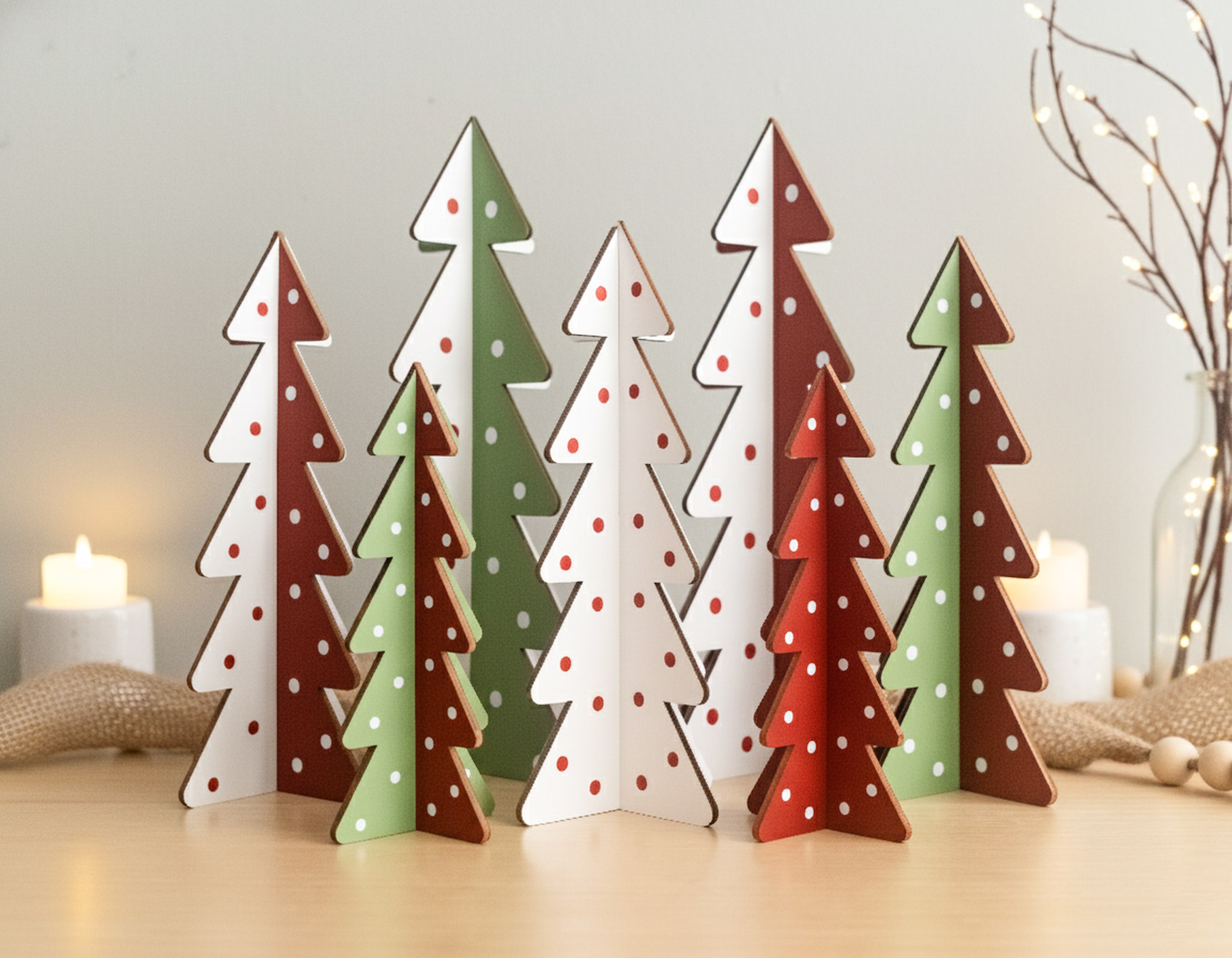 Decorative Wooden Christmas Tree for Christmas Table Decor and Rustic Style D47
