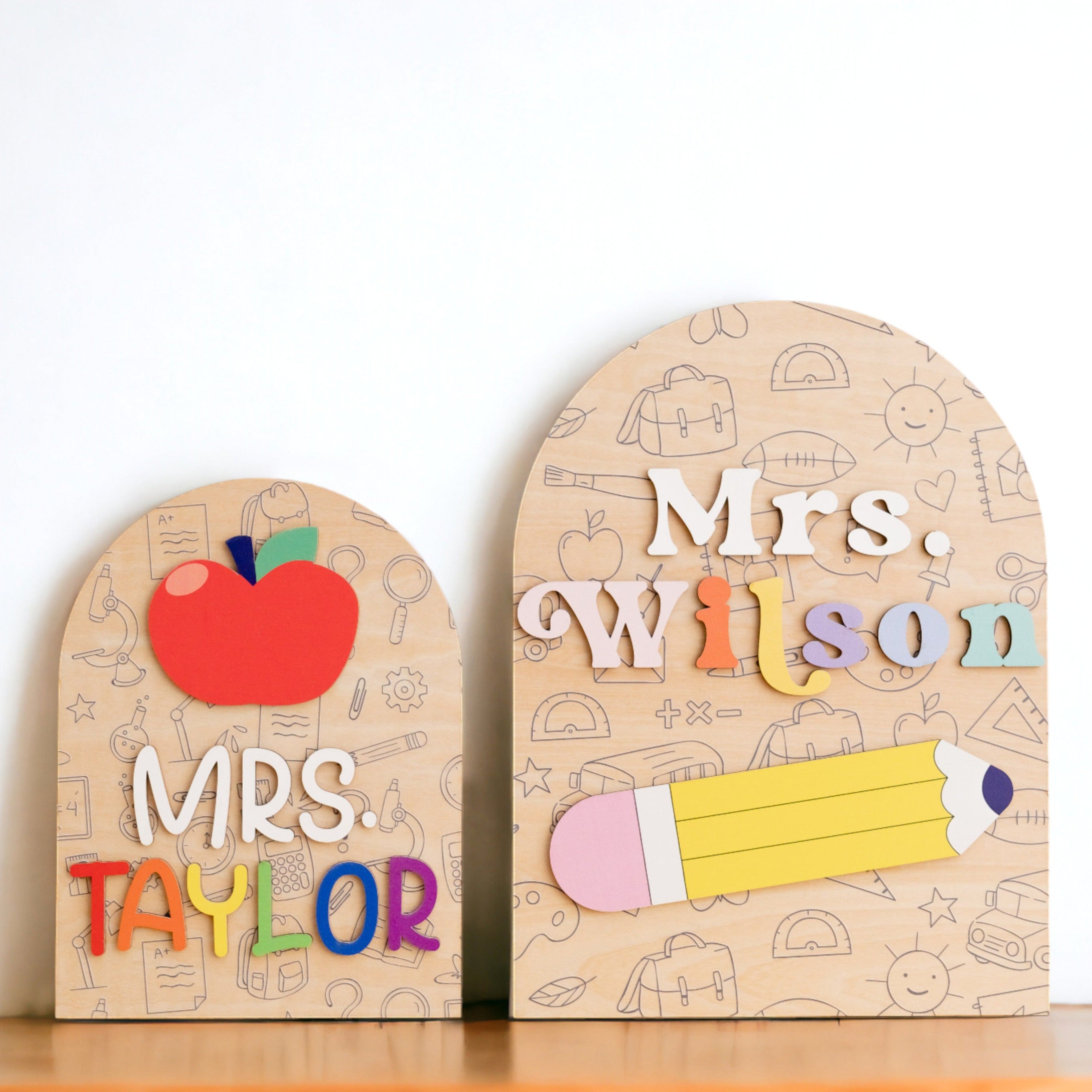 Customized Wooden Teacher's Desk Nameplate For Boho Rustic Decor