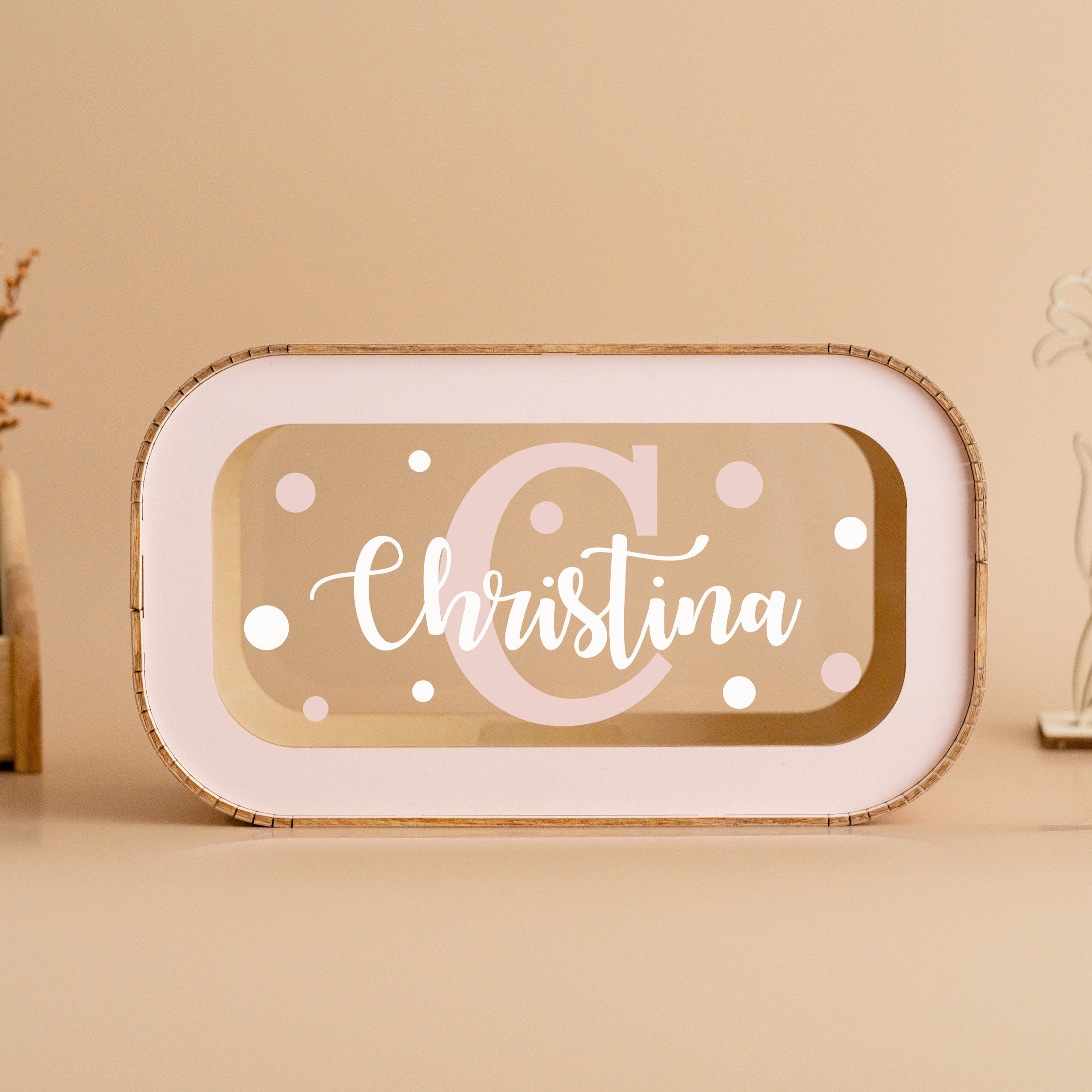 Personalized Wooden Piggy Bank Wood Acrylic Initial Money Box J23