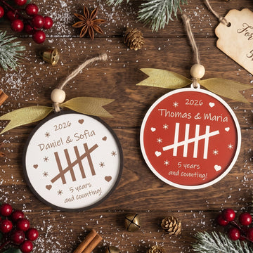 Personalized Couples Wood Ornament, Christmas Suncatcher Gift B42