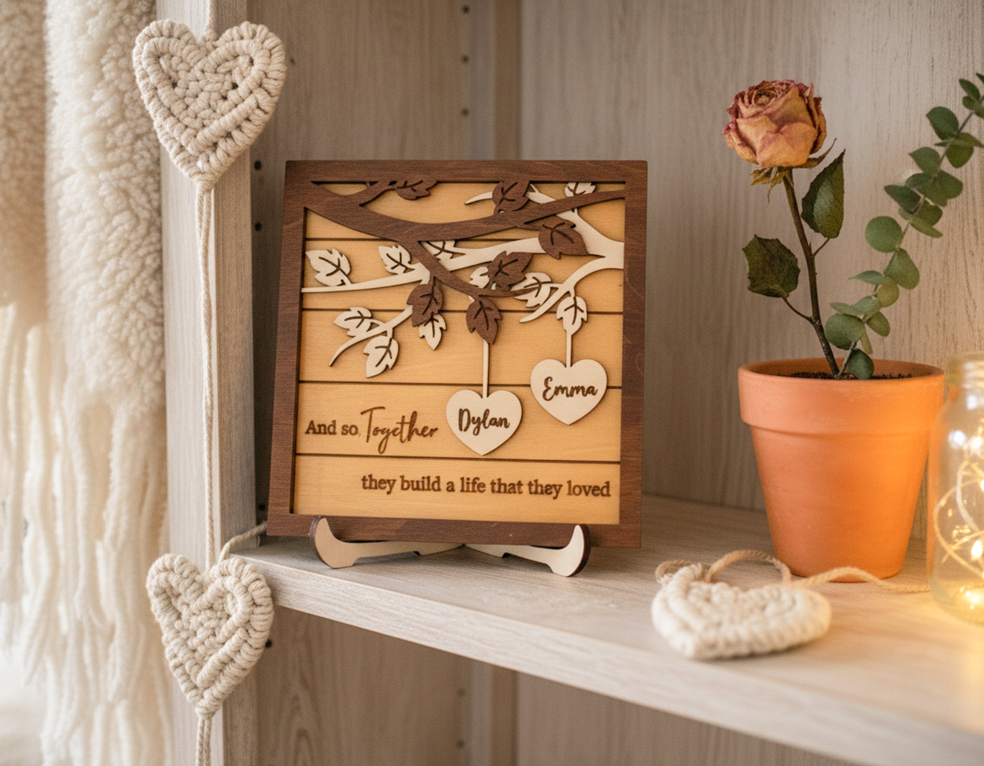 Personalized Couple Name Plaque Wood Romantic Gift for Couple and Wooden Couple Plaque E26