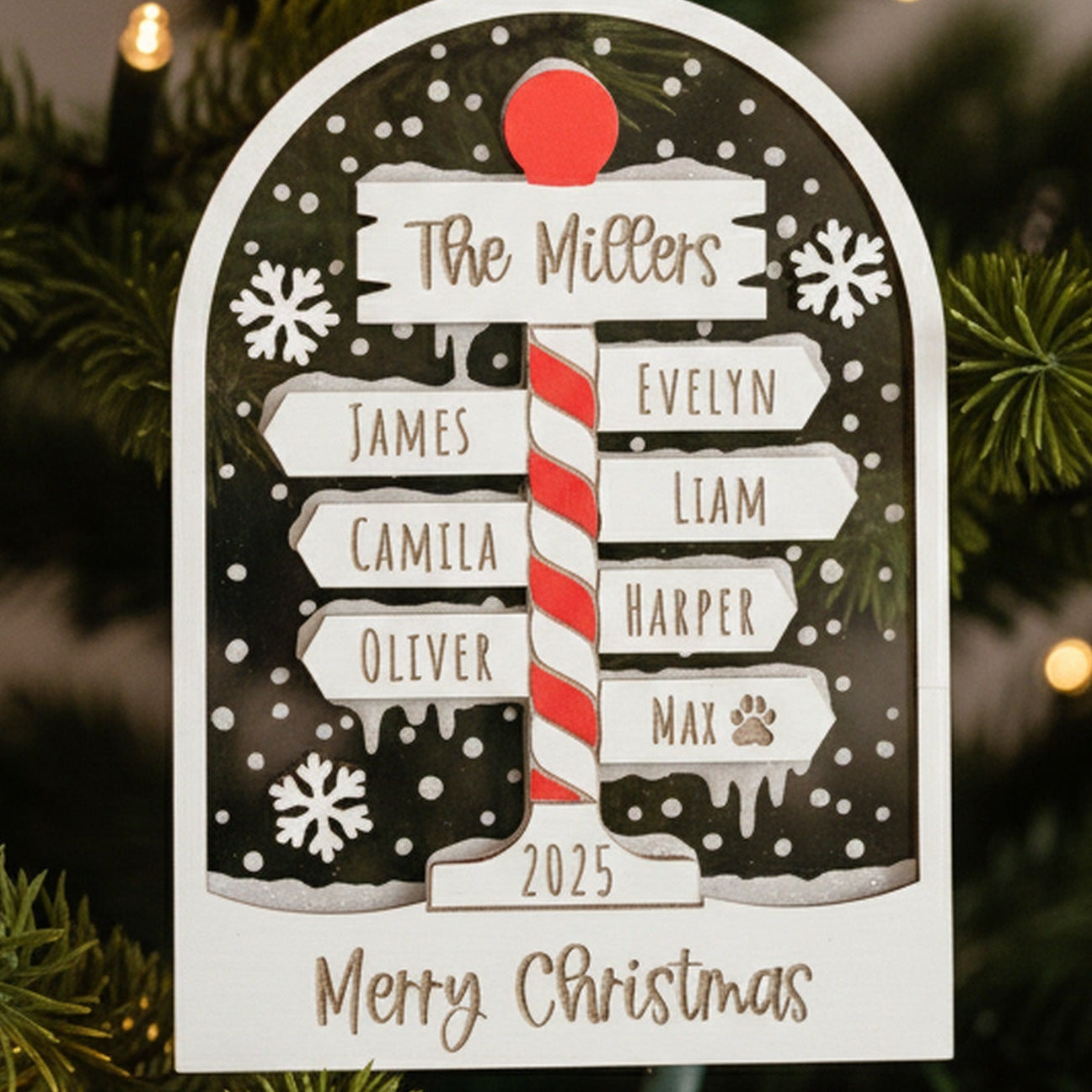 Personalized Family Christmas Ornament Wood Acrylic for Holiday Decor O46