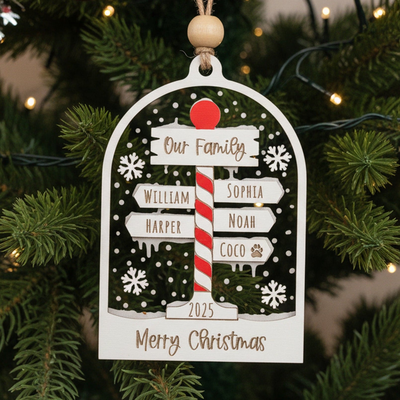 Personalized Family Christmas Ornament Wood Acrylic for Christmas O46
