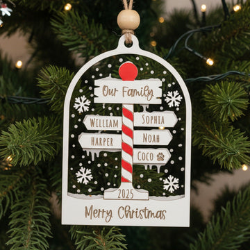 Personalized Family Christmas Ornament Wood Acrylic for Christmas O46