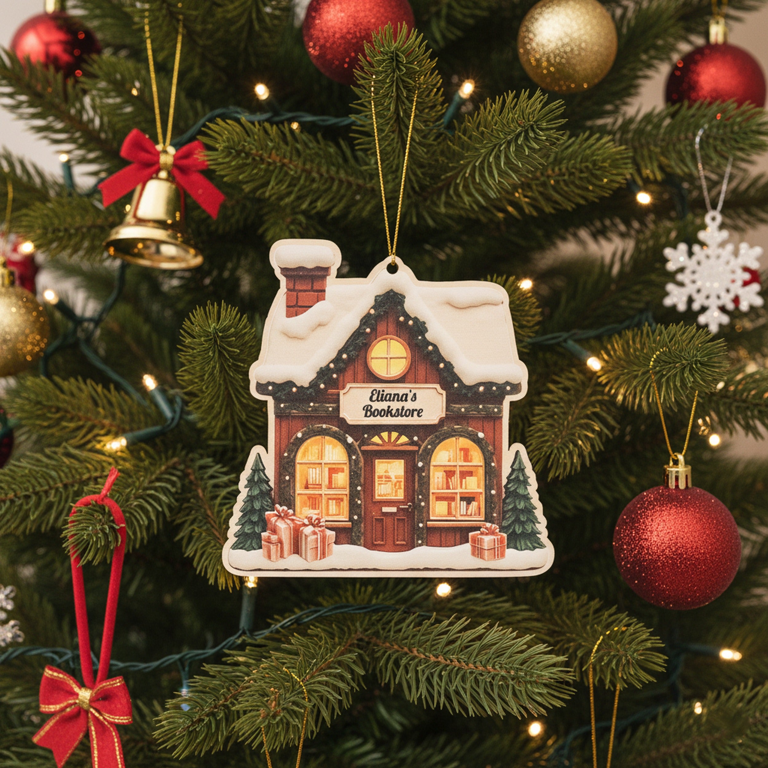 Personalized Book Lover Christmas Ornaments Acrylic Personalized Christmas Ornament for Book Lovers and Custom Bookstore Ornament D38