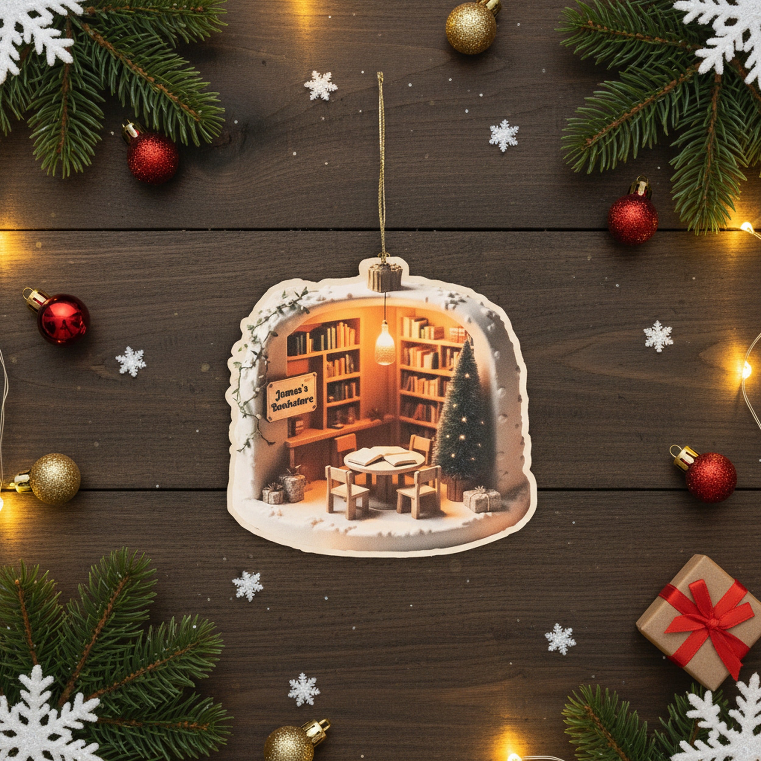 Personalized Book Lover Christmas Ornaments Acrylic Personalized Christmas Ornament for Book Lovers and Custom Bookstore Ornament D38