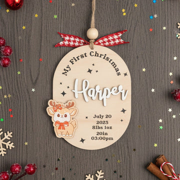 Baby First Christmas Ornament Wood Custom First Christmas Baby Ornament for Newborn and Engraved Baby Ornament D39