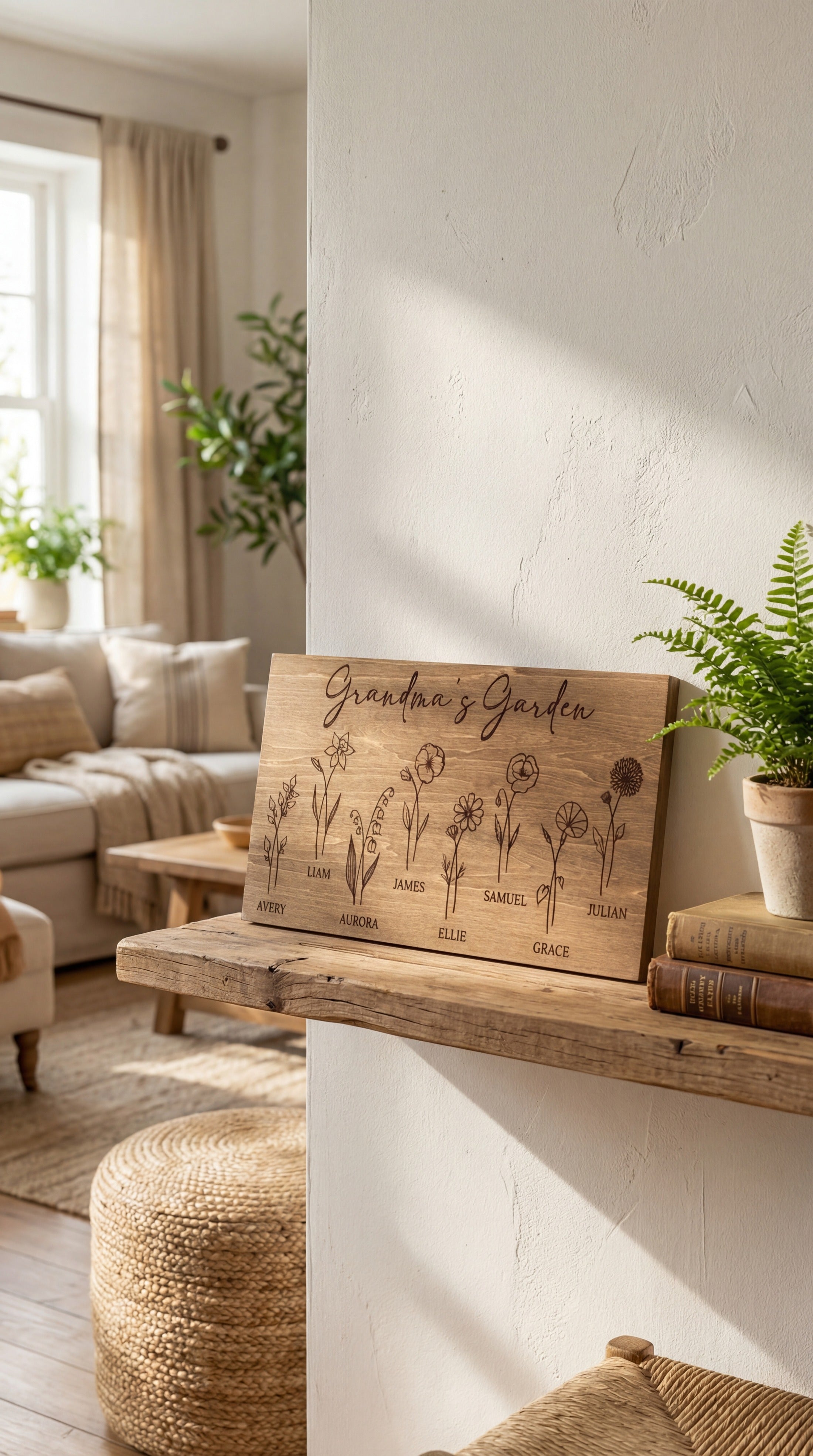 Personalized Wooden Family Flower Garden Sign Wood for Personalized Gift for Mom D51