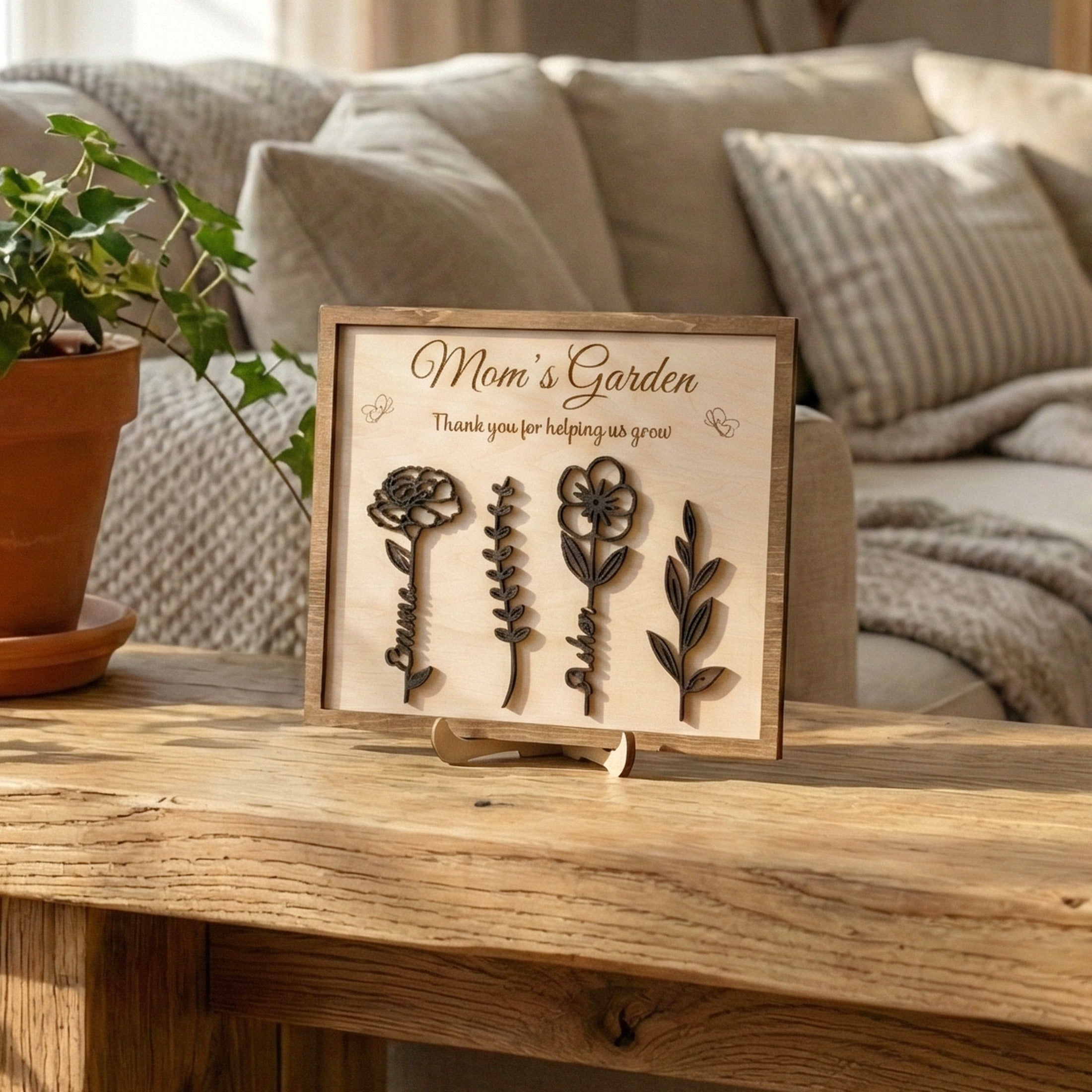 Personalized Wooden Family Flower Garden Sign for Custom Family Gift D59