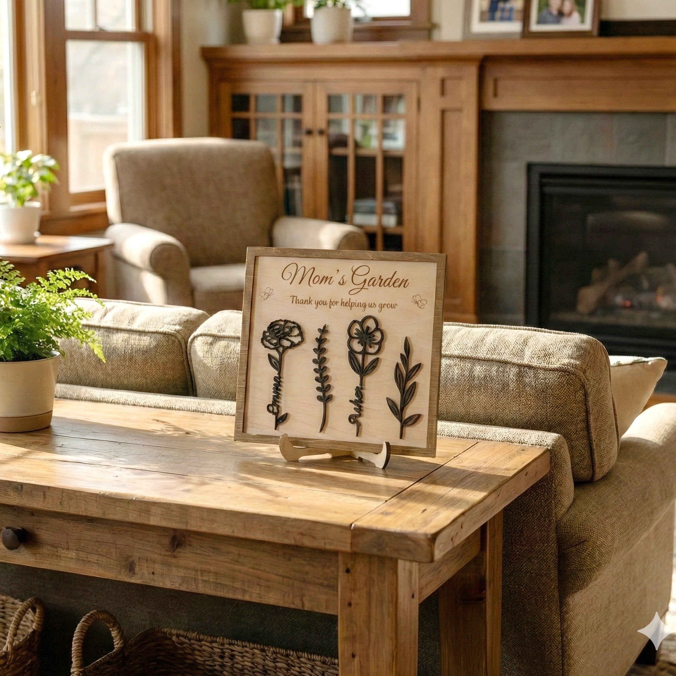 Personalized Wooden Family Flower Garden Sign for Custom Family Gift D59