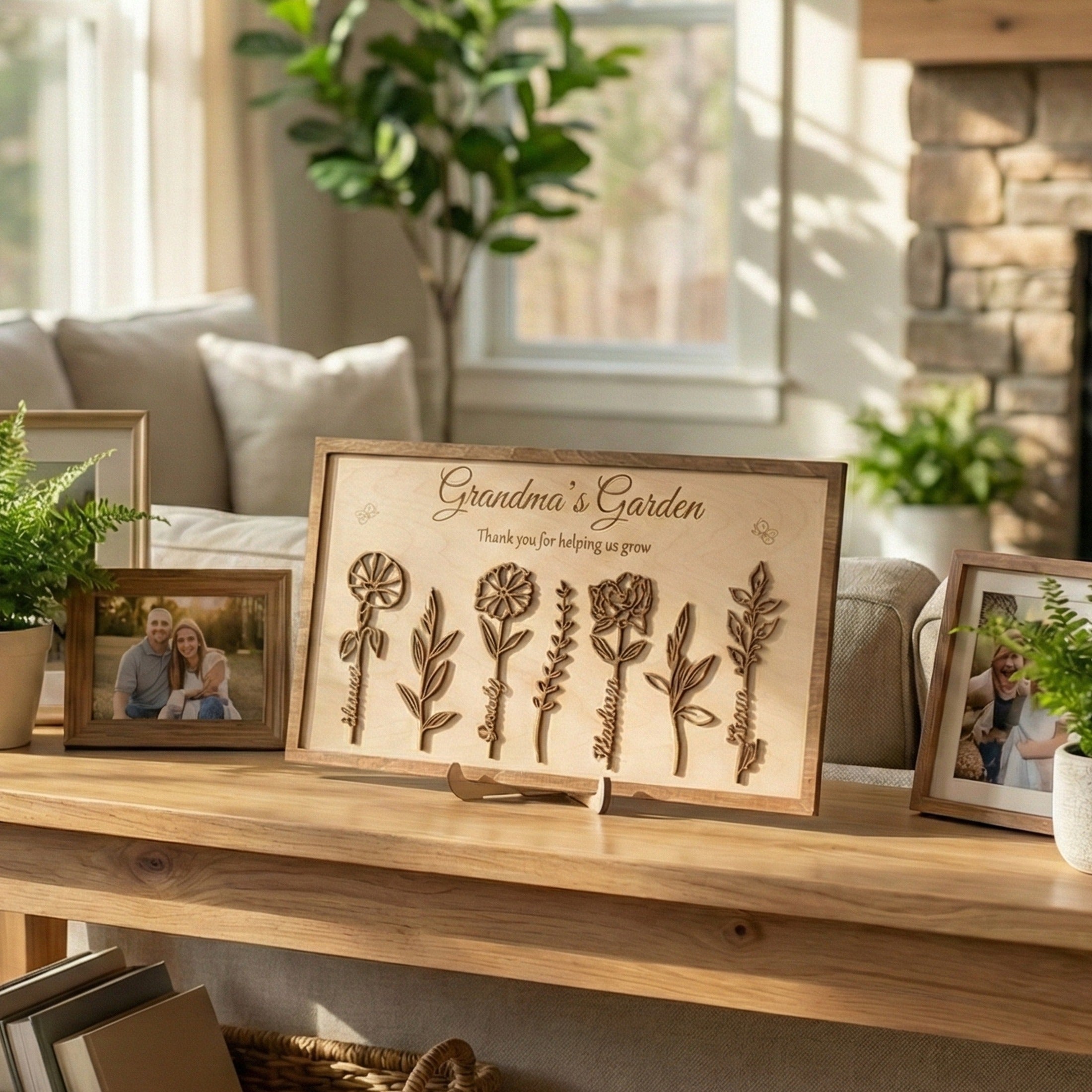 Personalized Wooden Family Flower Garden Sign for Custom Family Gift D59