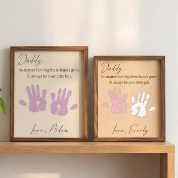 Daddy Handprint Keepsake Wood Sign Gift for Father Decor D67